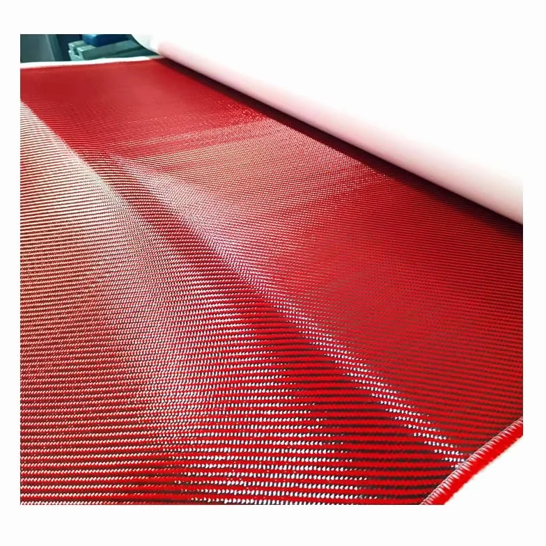 Tessuto ibrido misto in fibra di carbonio kevlar rosso, 3K 200gsm, tessuto twill 2x2, larghezza 50 cm x 1 m