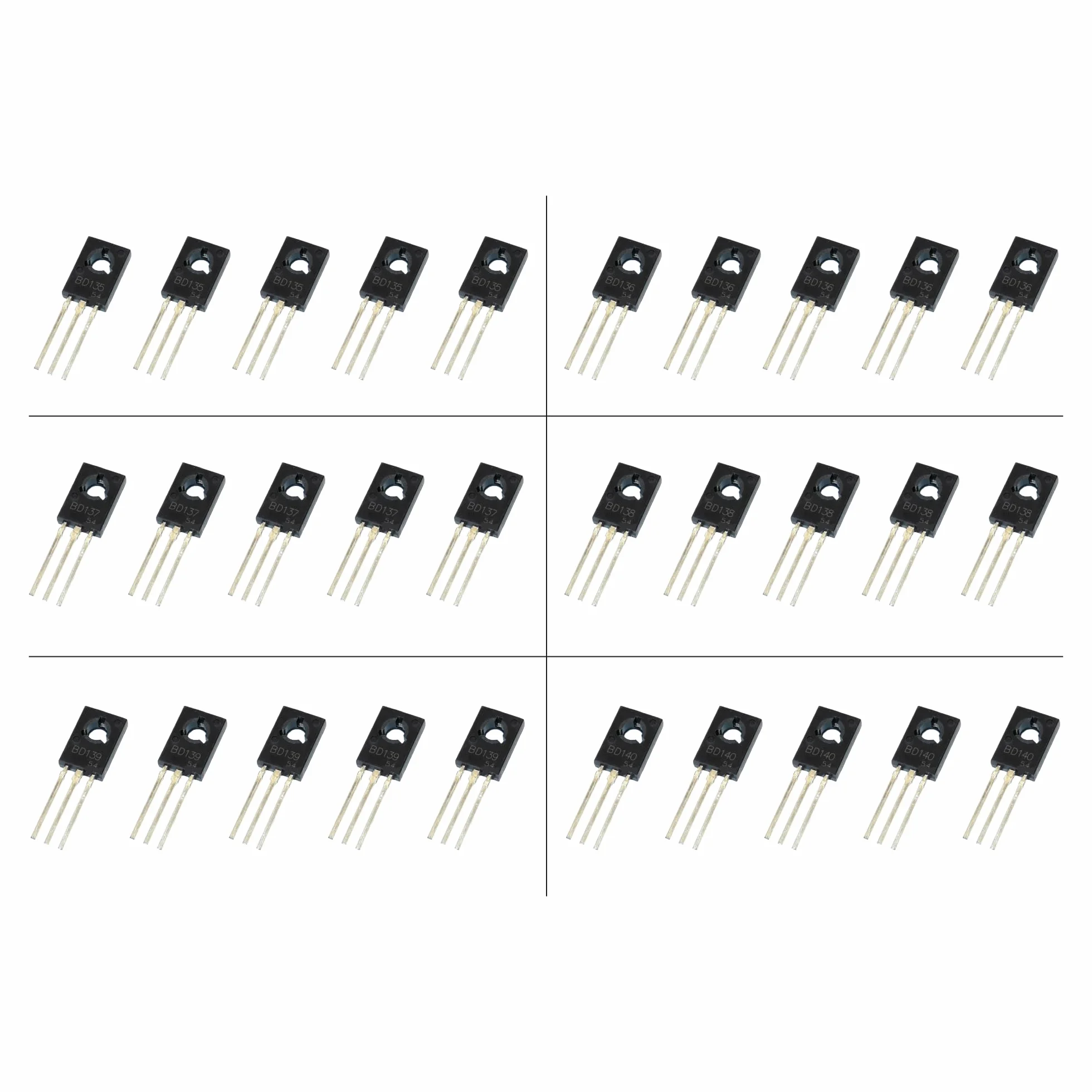 Kit di 30 transistor NPN e PNP BD135 BD136 BD137 BD138 BD139 BD140