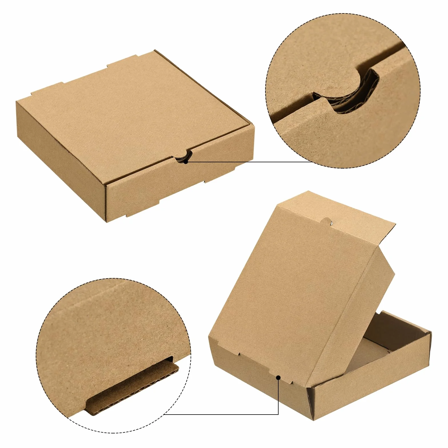 sourcing map Scatole per pizza 30 pezzi 15,2 x 15,2 cm carta di vacchetta ondulate marrone