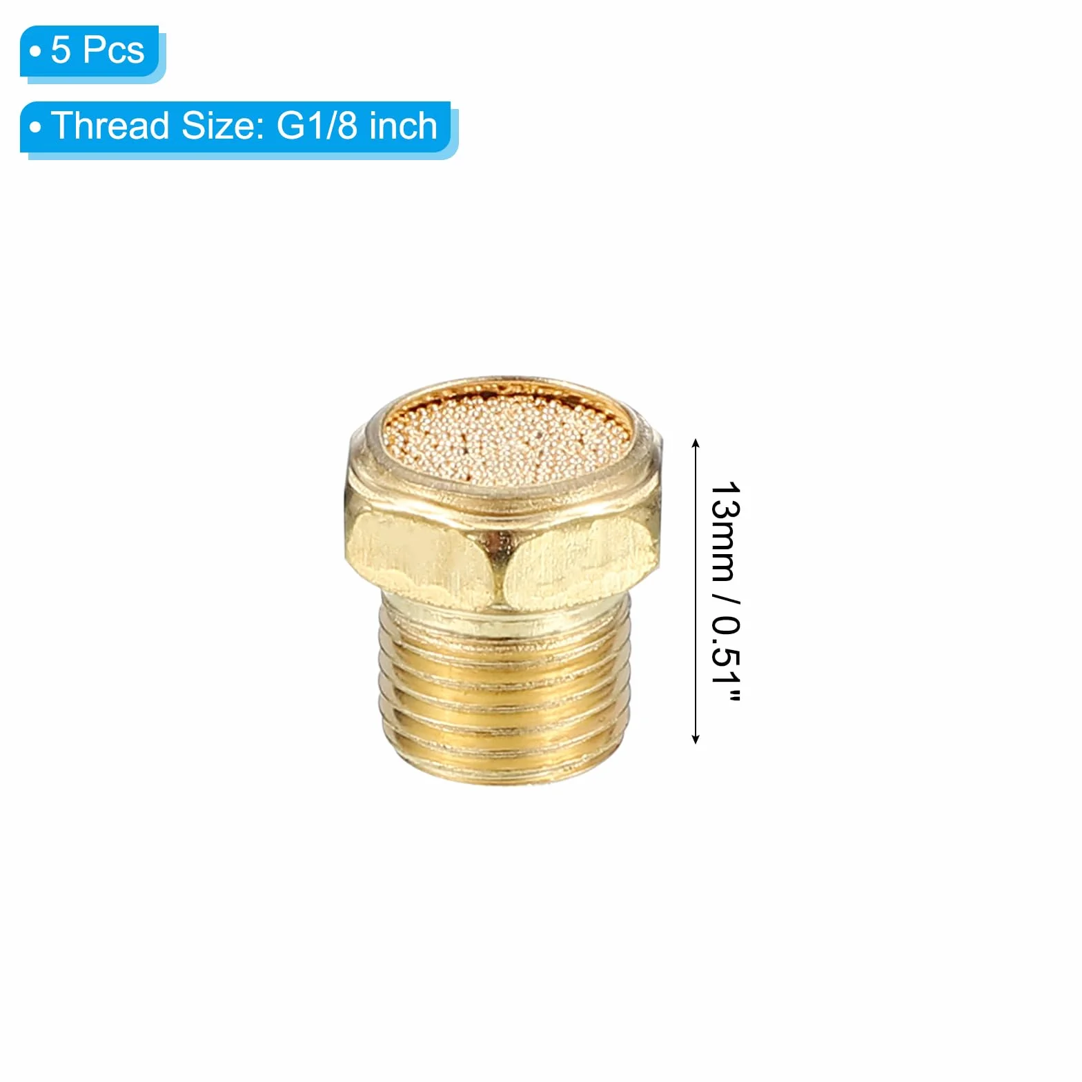 PATIKIL Silenziatori Pneumatici G1/8" Marmitta Riduzione Rumore Bronzo Sinterizzato 5 Pezzi