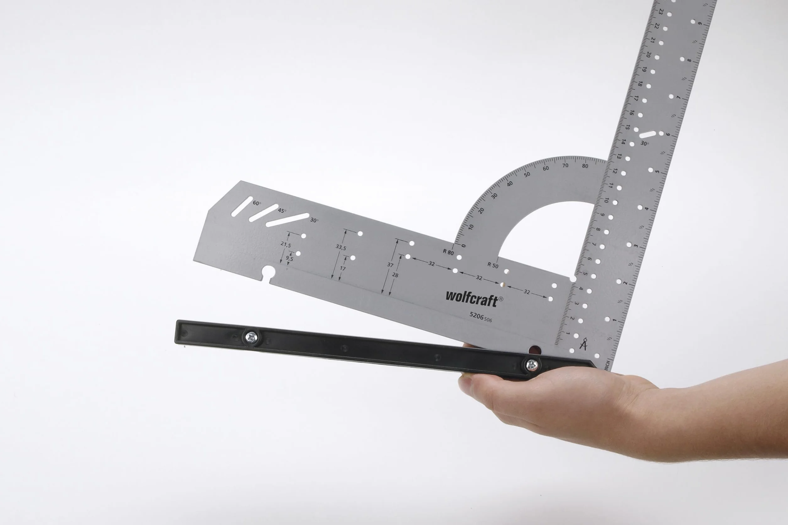 Wolfcraft Squadra multiuso 500 mm per misurare tracciare disegnare tagliare