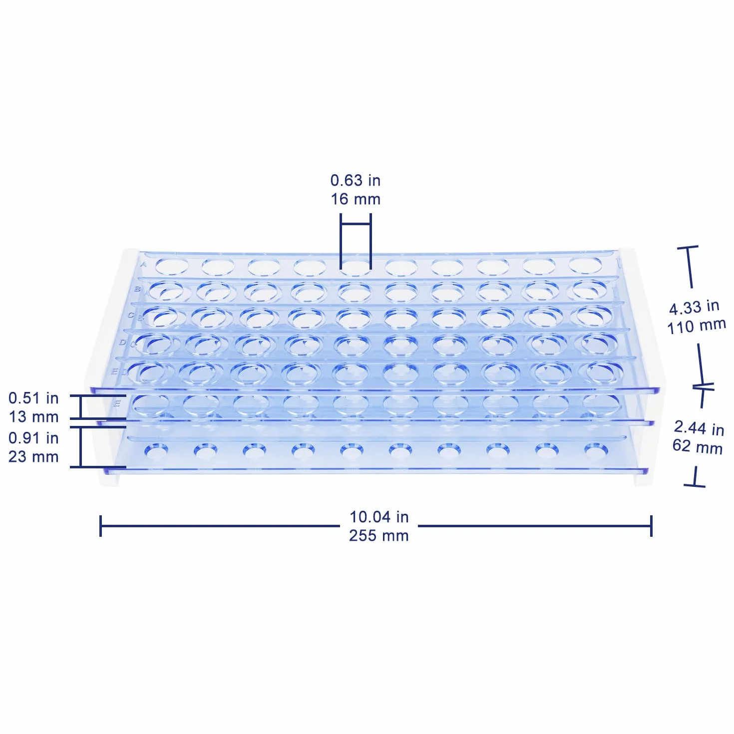 Labasics Rastrelliera per Provette 50 Posti 16 mm Plastica Blu a tre Livelli Rimovibile