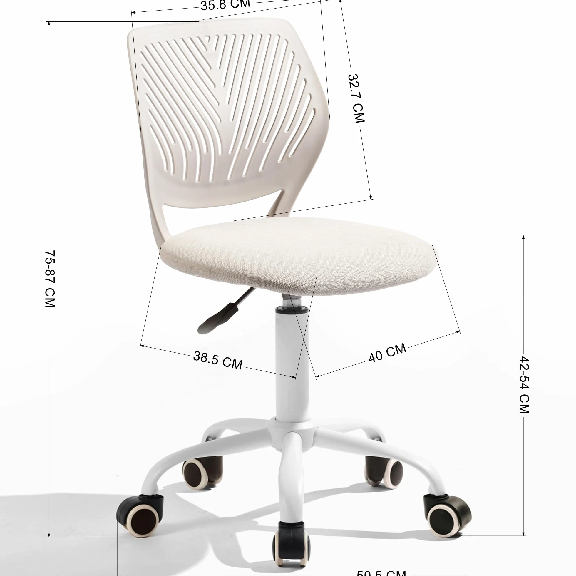 Sedia ergonomica per scuola con schienale in rete traspirante, altezza regolabile, rotazione 360°, Morandi Beige