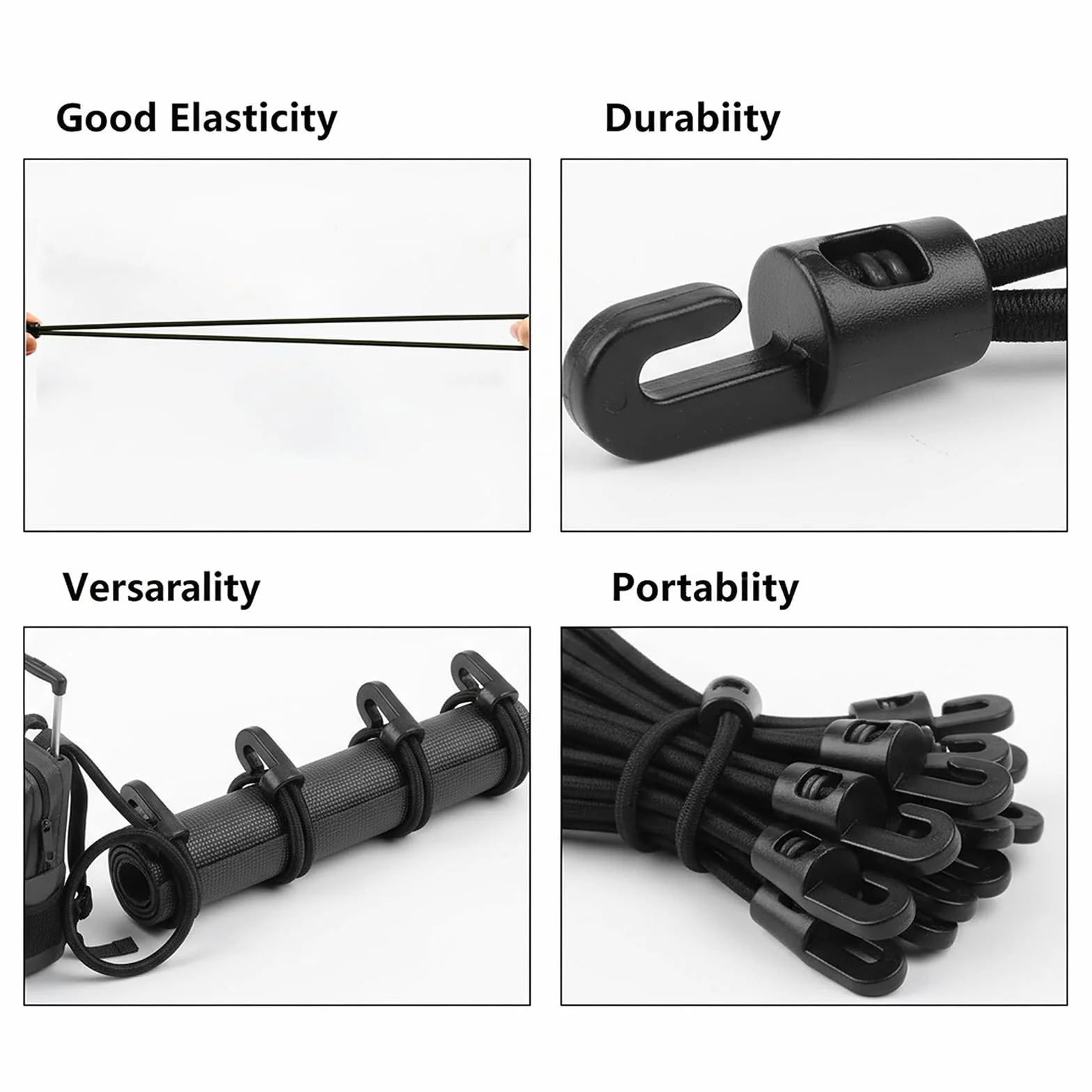 25 Elastici Con Gancio Di Fissaggio Da 10 Cm, Tenditori In Gomma Con Gancio Nero Per Teloni Da Campeggio, Bagagli, Tende, Rimorchi, Striscioni E Altro Ancora