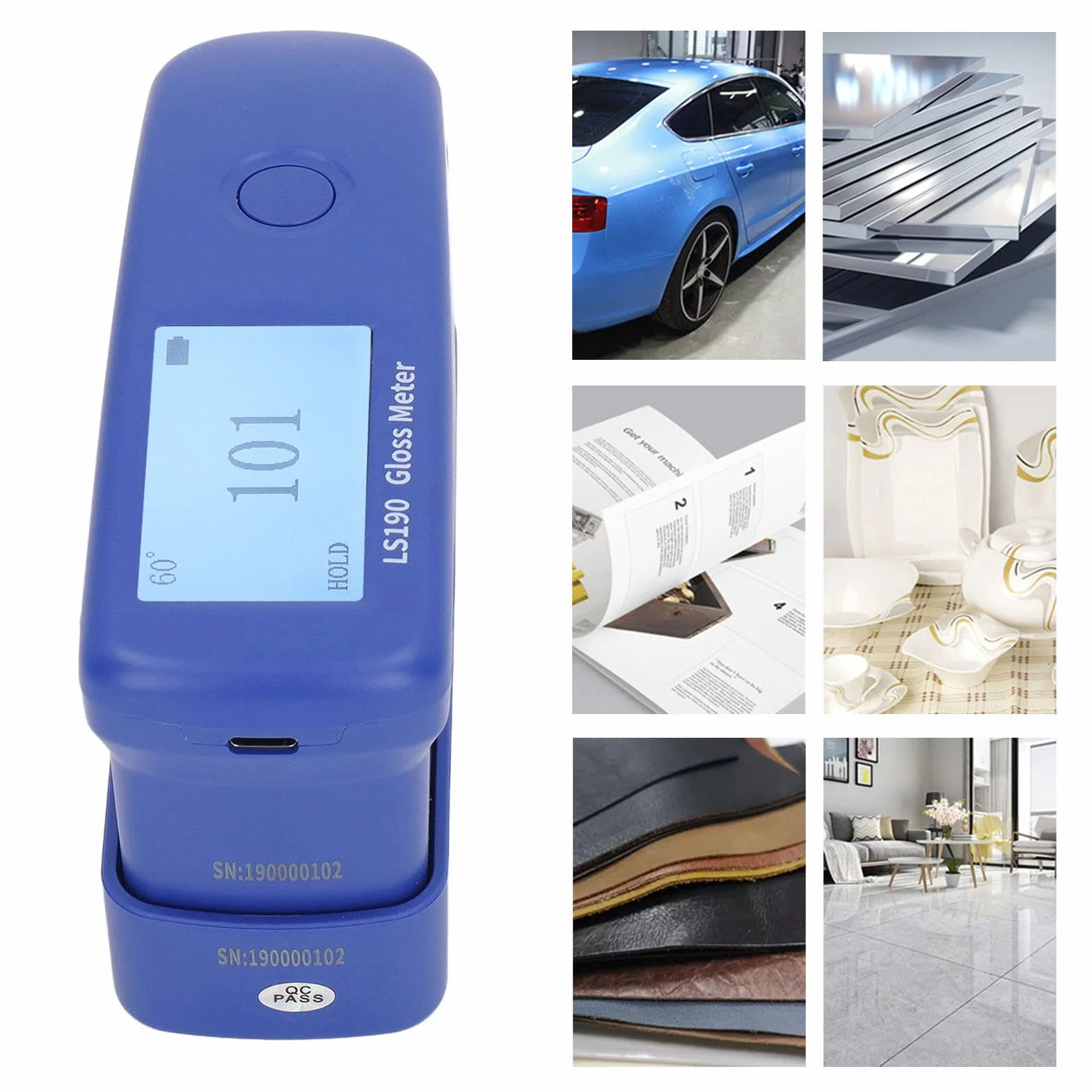 Glossmetro Digitale Misuratore di Lucentezza 0 Gradi Angolo di Prova Tester 0-200GU per Pietra Metallo