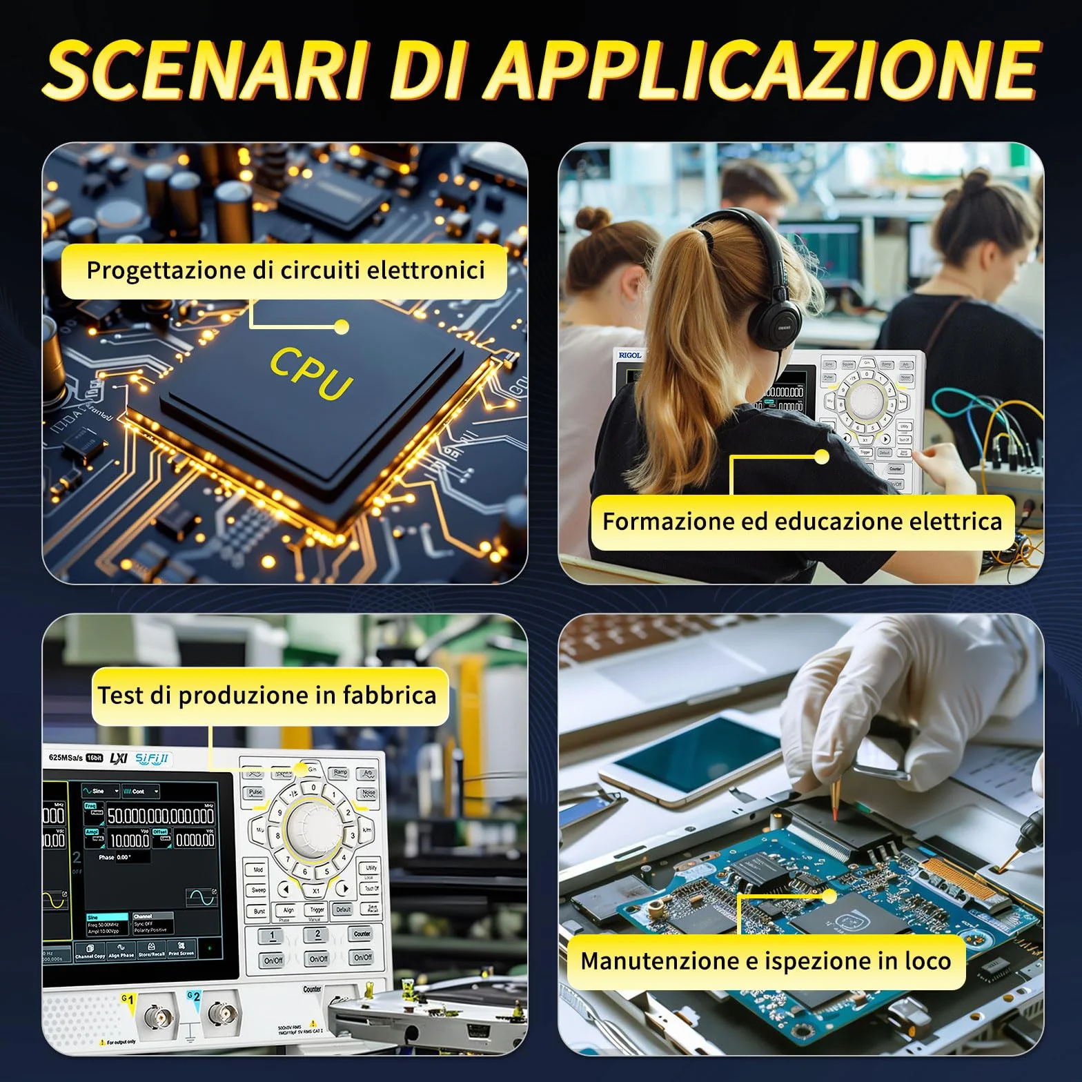 RIGOL Generatore di Segnale,DG852 Pro Generatore di Funzioni,50 MHz,2 Canale,Risoluzione a 16 bit,Schermo touchscreen HD da 7",Ultra-portatile,Perfetto per test sul campo e didattica in laboratorio