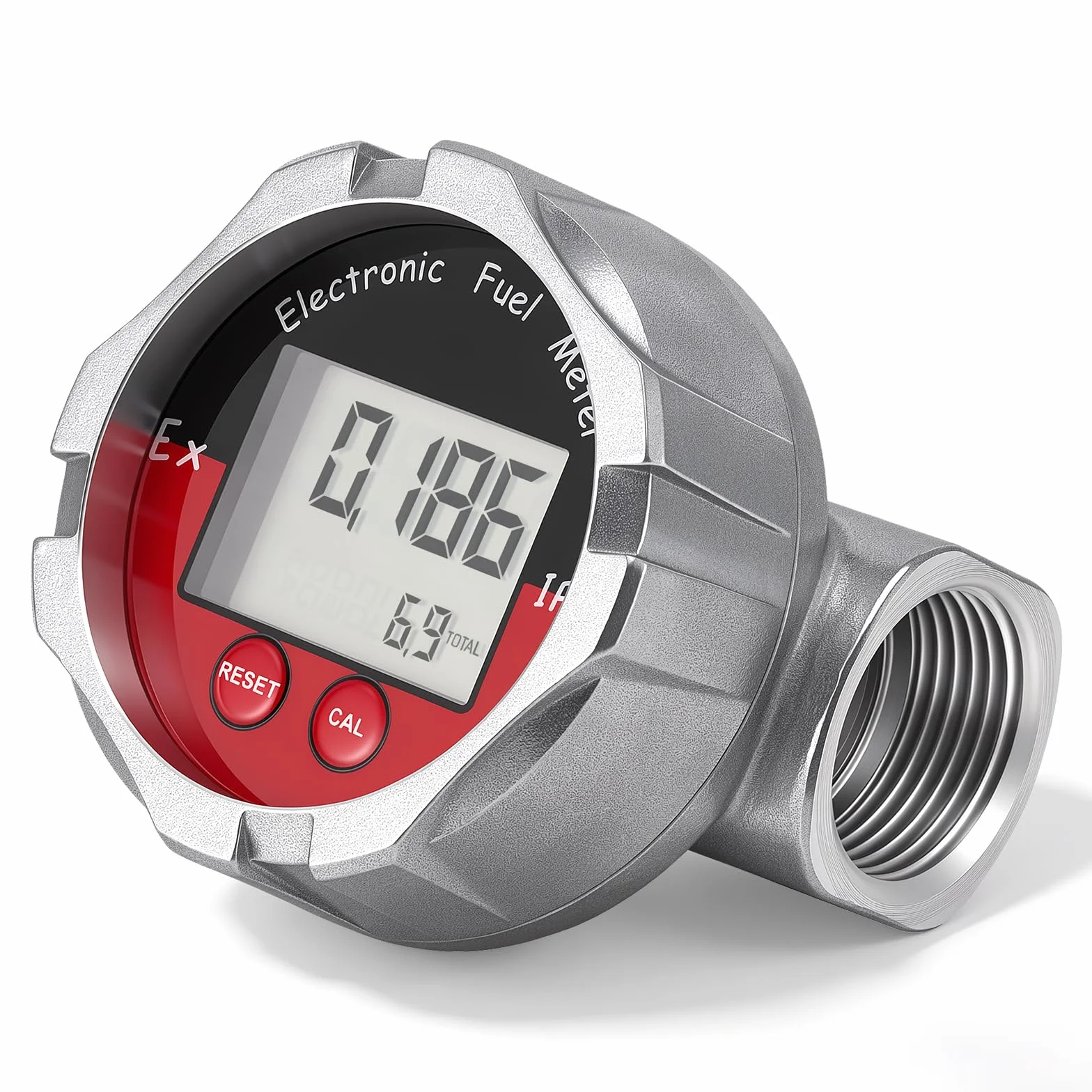 Misuratore Portata Digitale LCD 1 Pollice Acciaio Inossidabile Contatore a Turbina Impermeabile IPX7 10-100 L/min