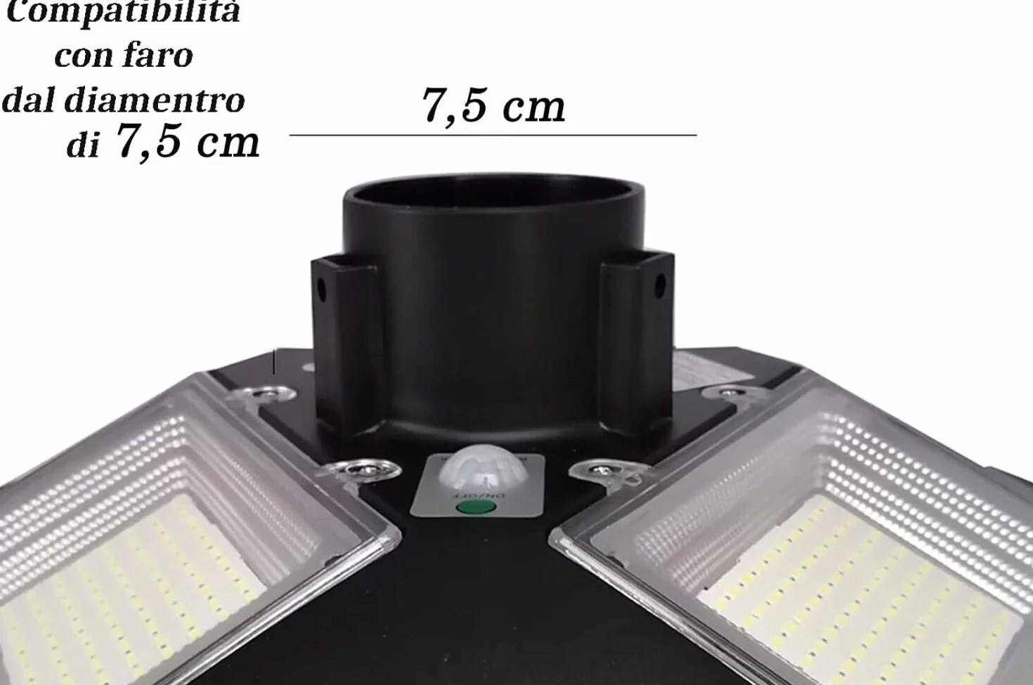 Staffa Palo Supporto Lampione Faro Stradale 3 Metri Metallo Nero per LED Solare Telecamere