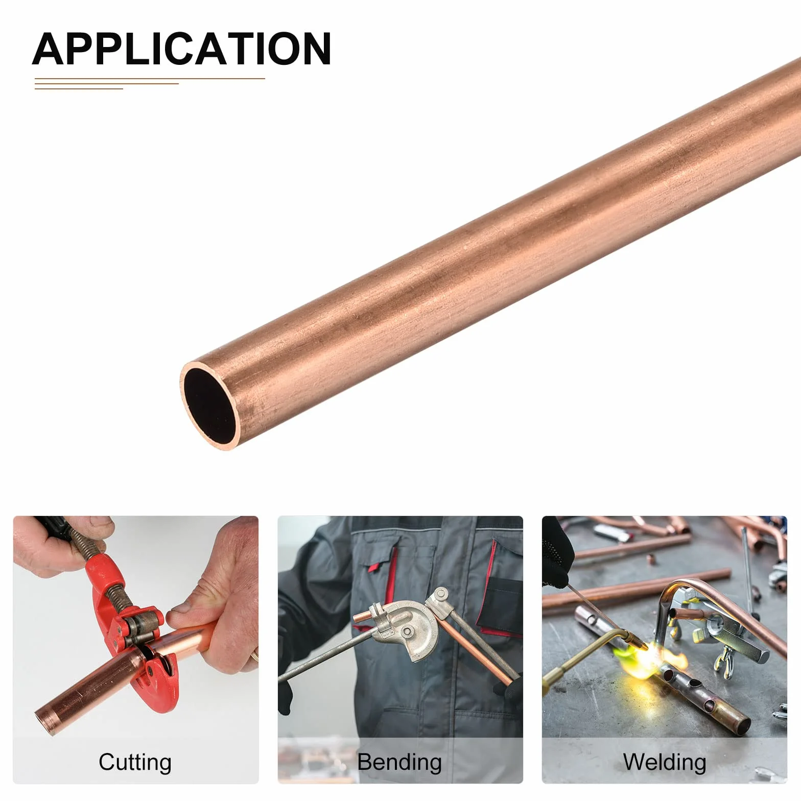 DTGN 8mm x 0.2mm x 300mm(ODxMuro TxL) Rame Tubo - 3pz - Buono per Macchinari Attrezzature Bricolage decorazionetivo Telaio - Rotondo Metallo Tubi