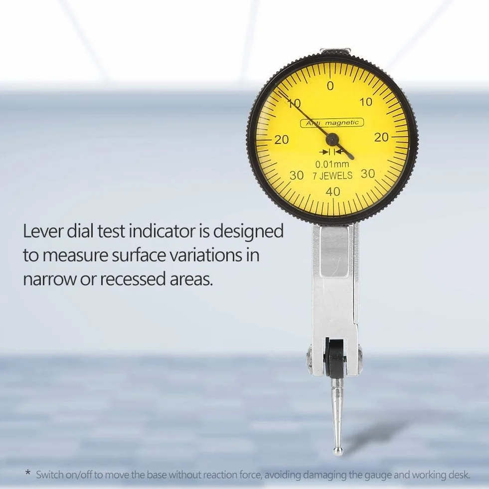 Broco Comparatore Centesimale Digitale,indicatore di leva impermeabile,base magnetica comparatore,leva della prova della manopola Gauge