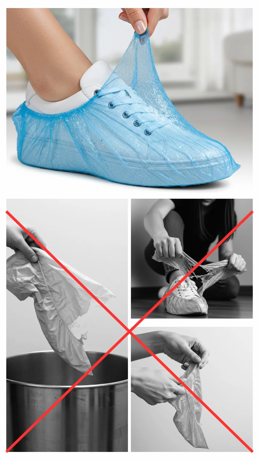 Copriscarpe Monouso CPE 100 Pezzi - Calzari usa e getta Impermeabili - 2,3g Azzurri Taglia Unica