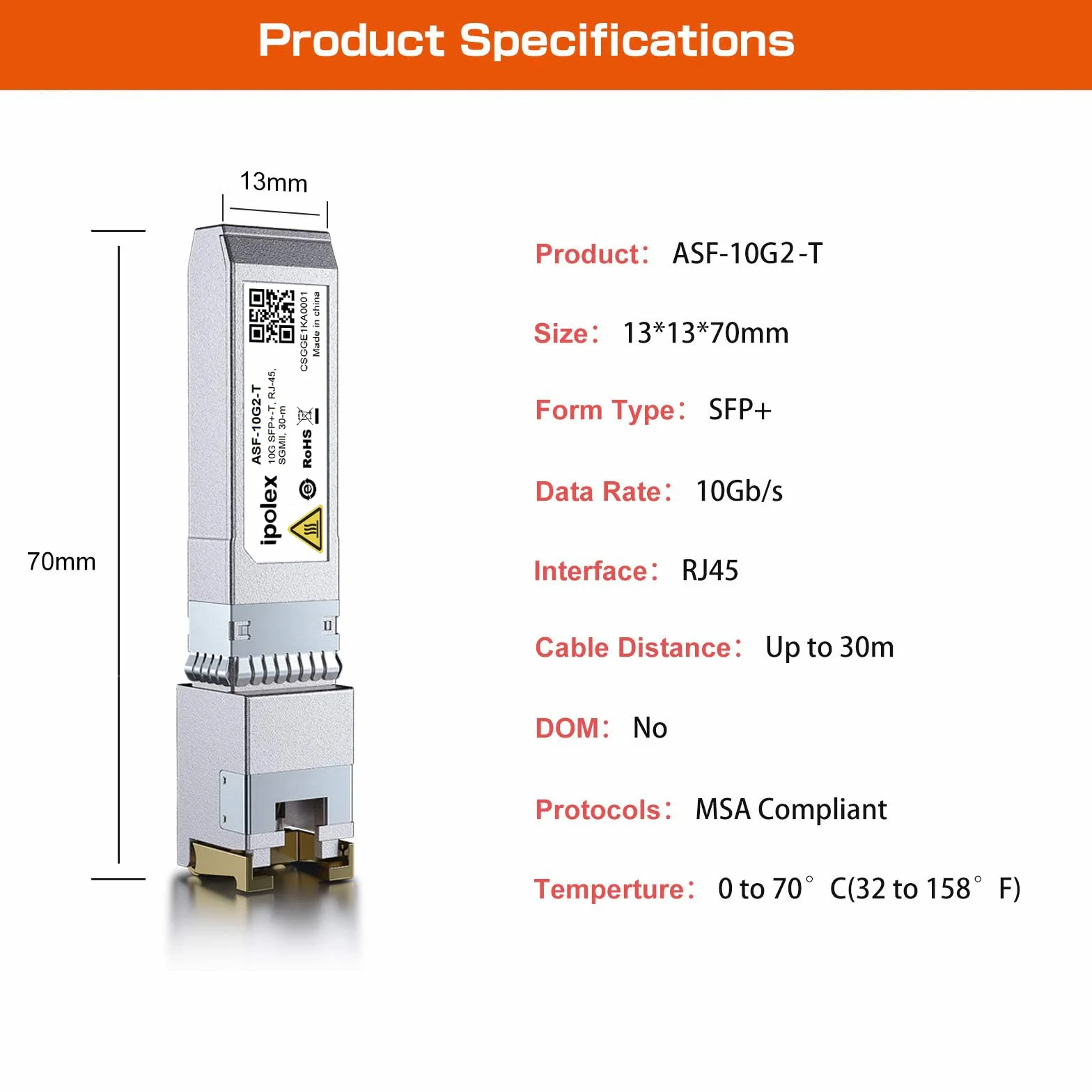 ipolex SFP+ RJ45 Copper Transceiver 10GBase-T Module Compatible Cisco SFP-10G-T-S Ubiquiti UF-RJ45-10G 30m