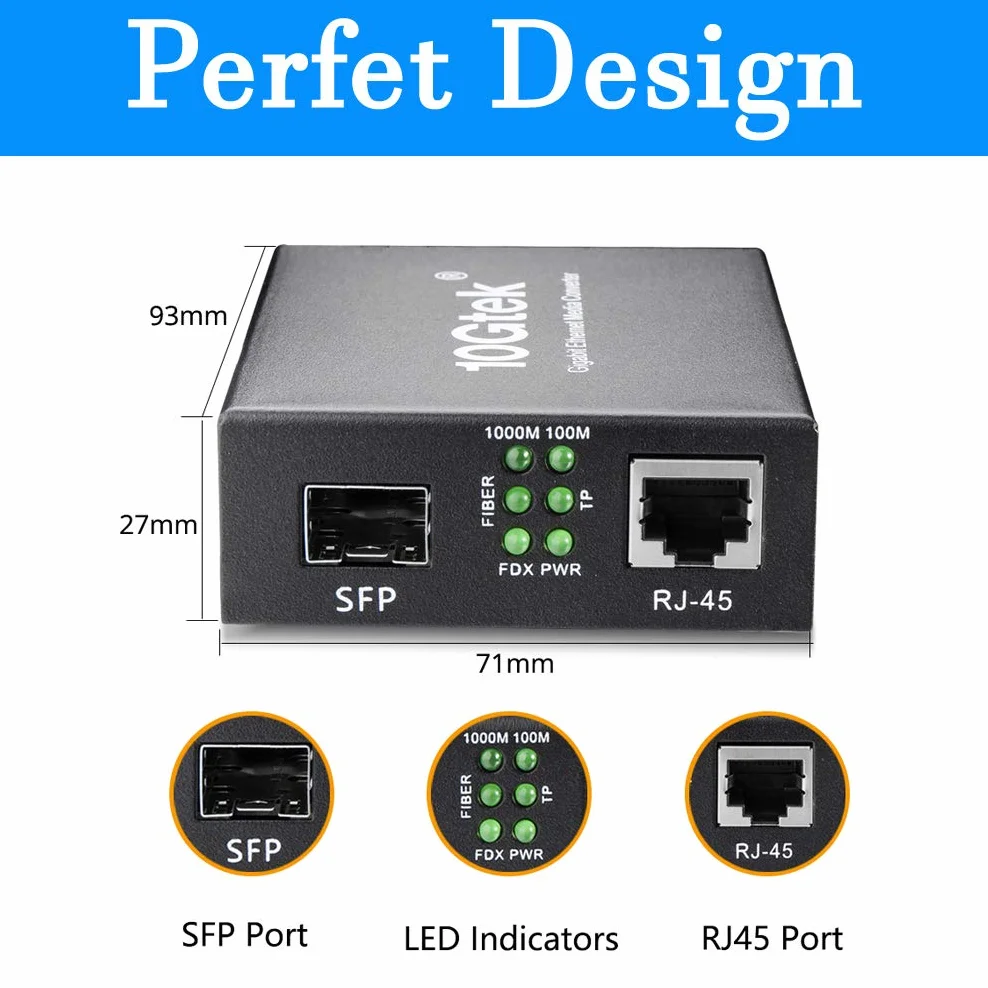 HiFiber Convertitore Media Gigabit Fiber to Ethernet 20km LX 1.25G SFP RJ45