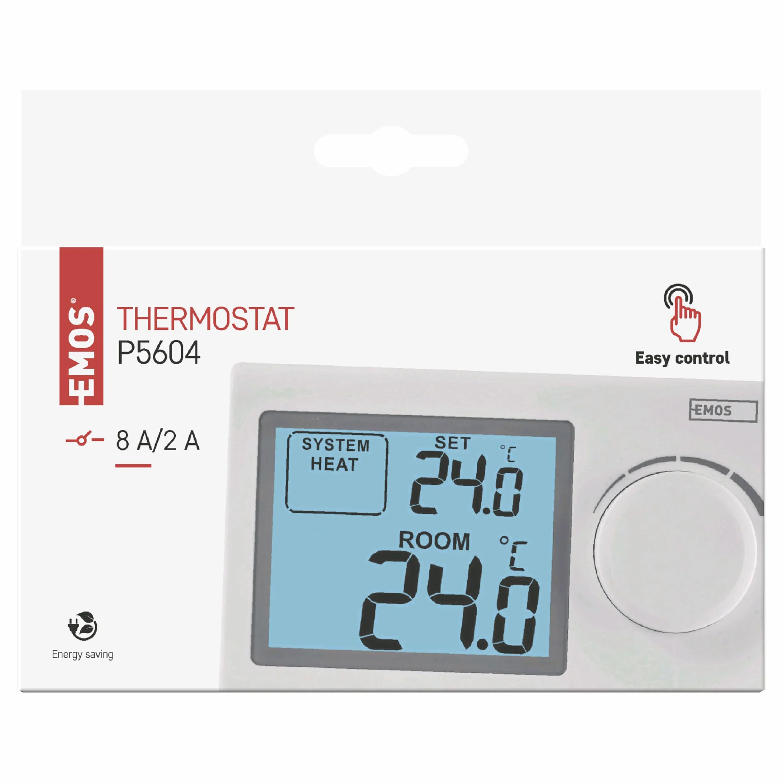 EMOS Termostato ambiente digitale, a parete portatile per sistemi di riscaldamento e raffreddamento, regolatore della temperatura per il controllo meccanico, cablato