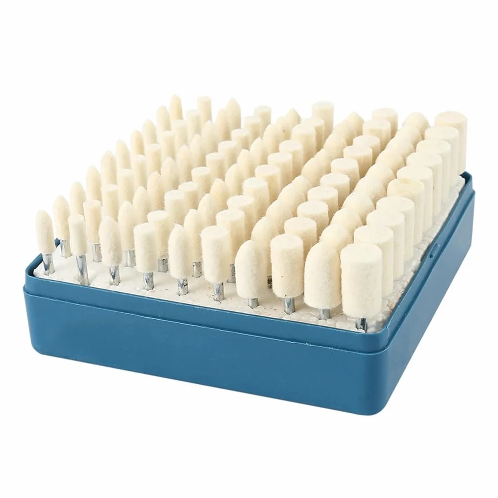 100 Pezzi di Mola Lana Feltro Lucidatura Mola Testa di Rettifica 3 mm Maniglia Lucidatura Sostituzione