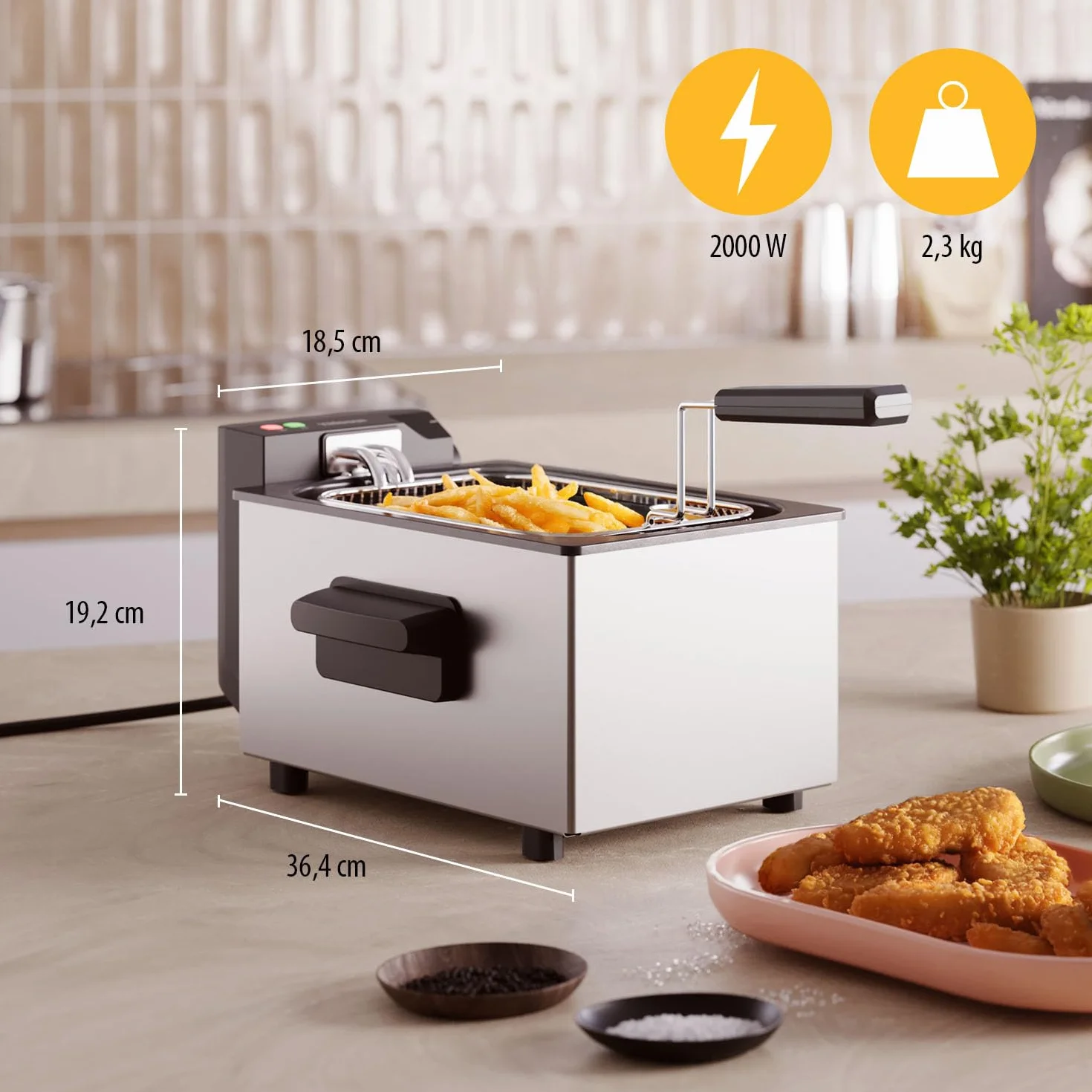 Tristar Friggitrice in Acciaio Inox 3L Temperatura Regolabile 190°C FR-9326