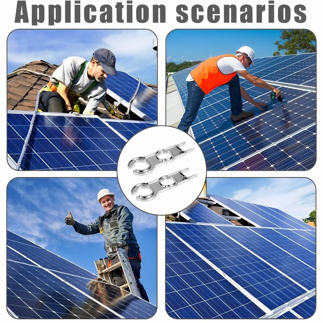 SGERUFZ Set di 2 chiavi in alluminio, strumento di montaggio a spina, chiave per connettori PV, per cavo pannello solare, cavo di sistema PV e connettori