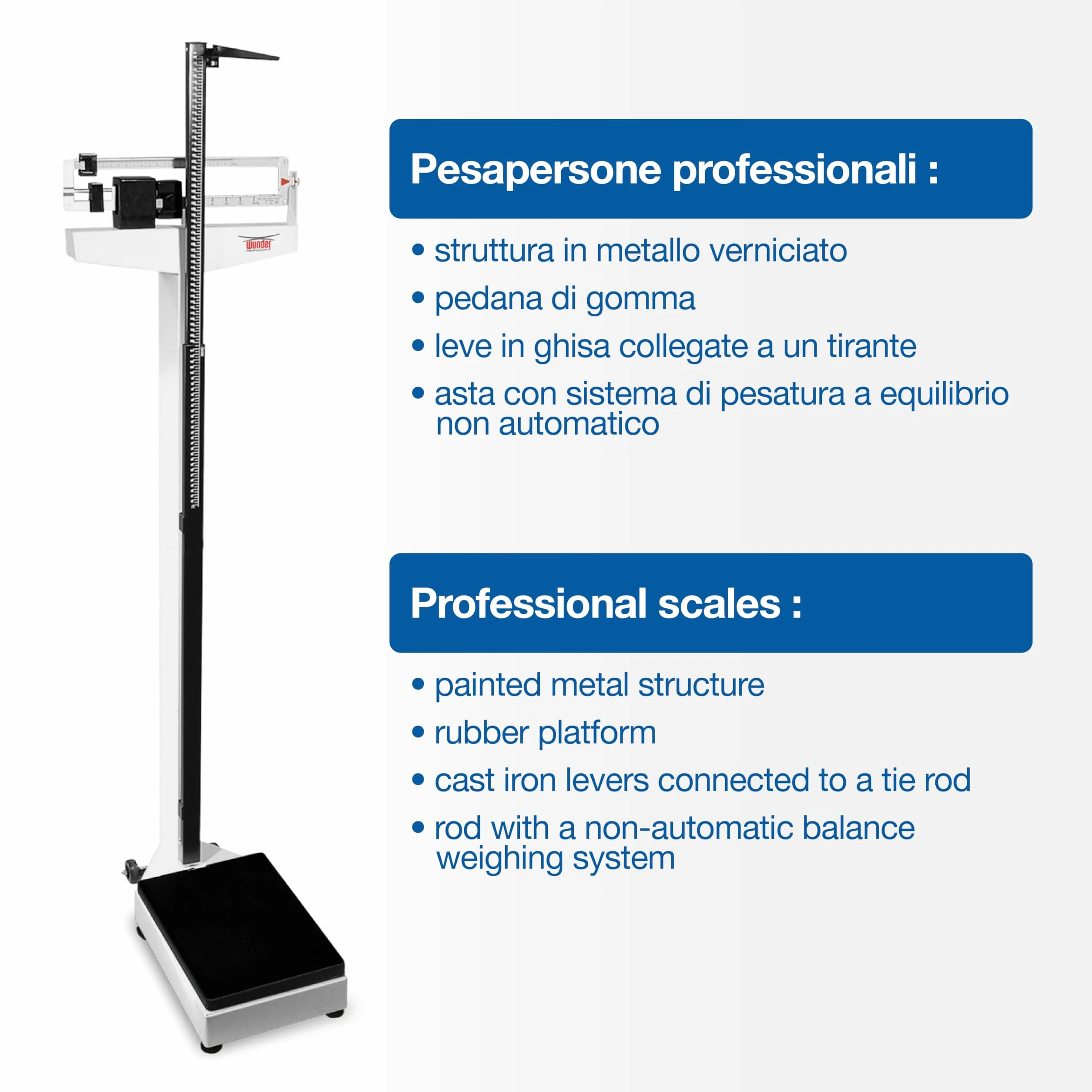 WUNDER Pesapersone a stadera professionale C201 200 kg con statimetro standard