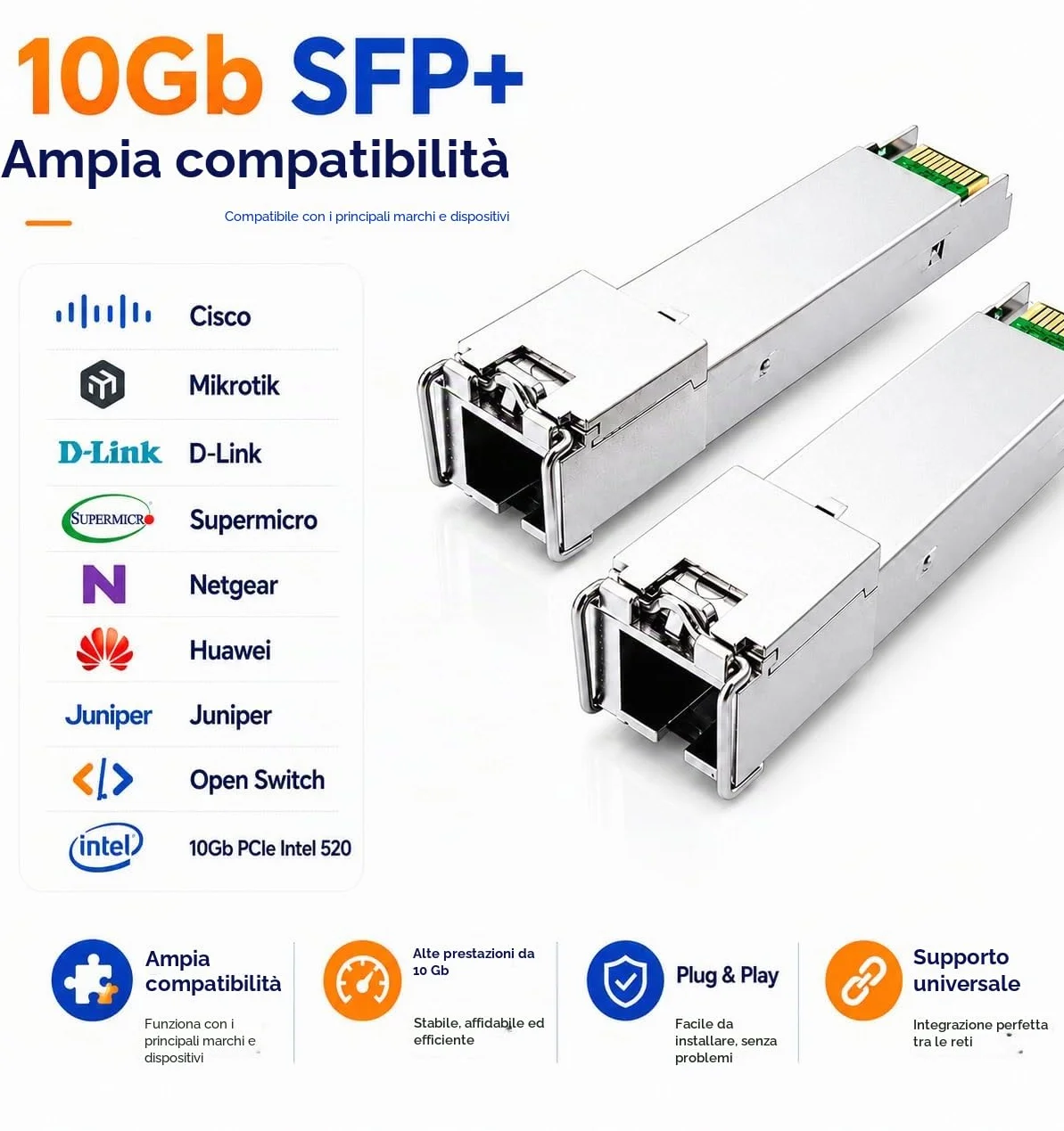 Elfcam 10Gbps SFP+ BIDI Transceiver Module SC Simplex Single Mode 20KM DDM Compatible Cisco Mikrotik D-Link