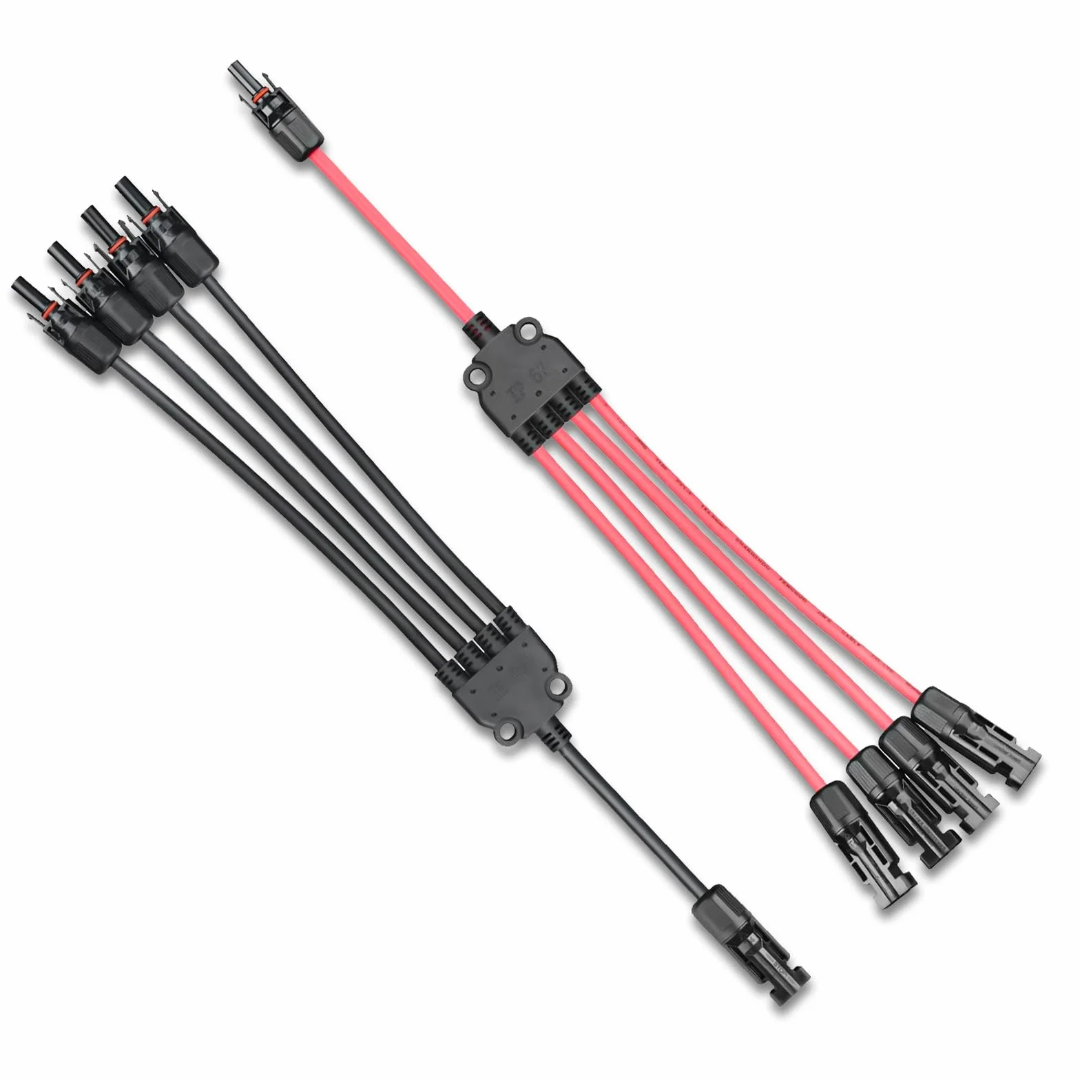 Cavo Solare a Y 4/1 Adattatore 6mm², Connettore a Y PV4 / Modello a T IP68 1500V, (M/FFFF, F/MMMM), Per Sistema & Pannello Solare, Sistema Fotovoltaico, Cavo PV (60cm)