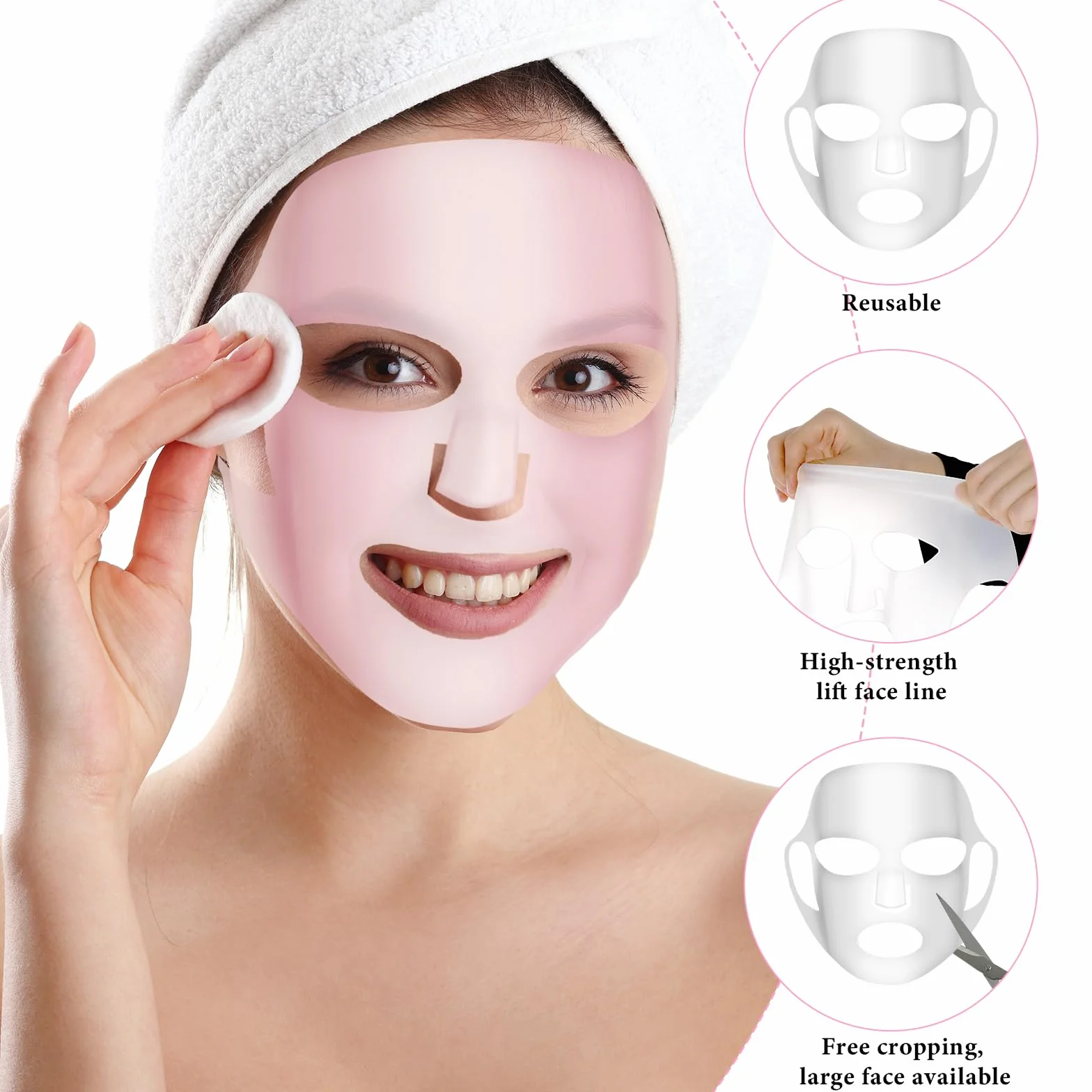 Qianyu 2 fogli copertura maschera facciale silicone riutilizzabile vapore viso idratante impermeabile 3D anti-rughe