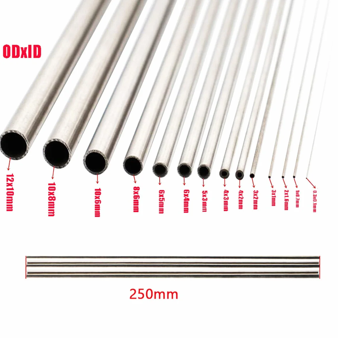 Tubo diritto in acciaio inox 304 OD 2mm x 1.6mm ID lunghezza 250mm tubo capillare