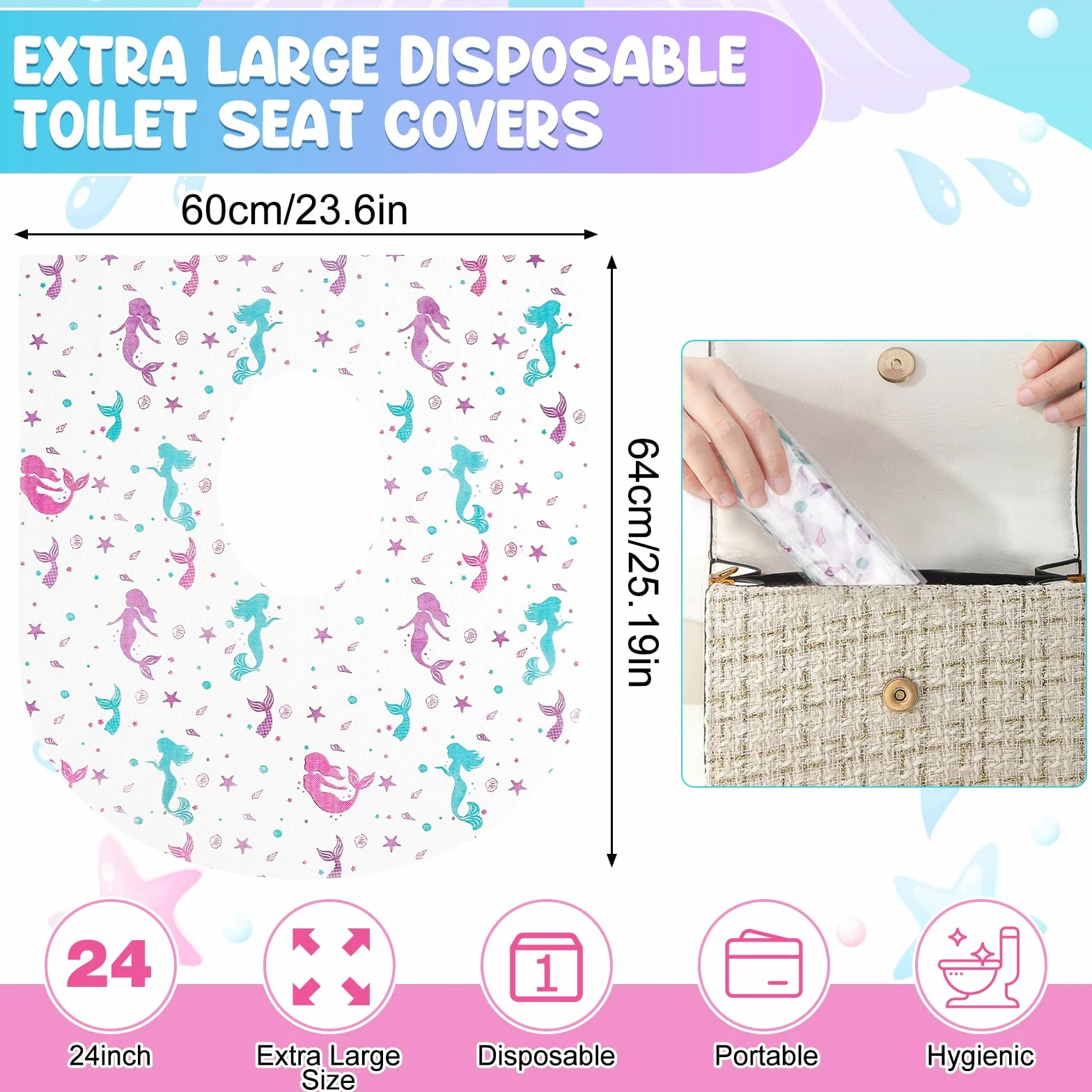 Copriwater Monouso XL 20 Pezzi per Bambini, Sovradimensionato per WC, Ospedale, Ufficio