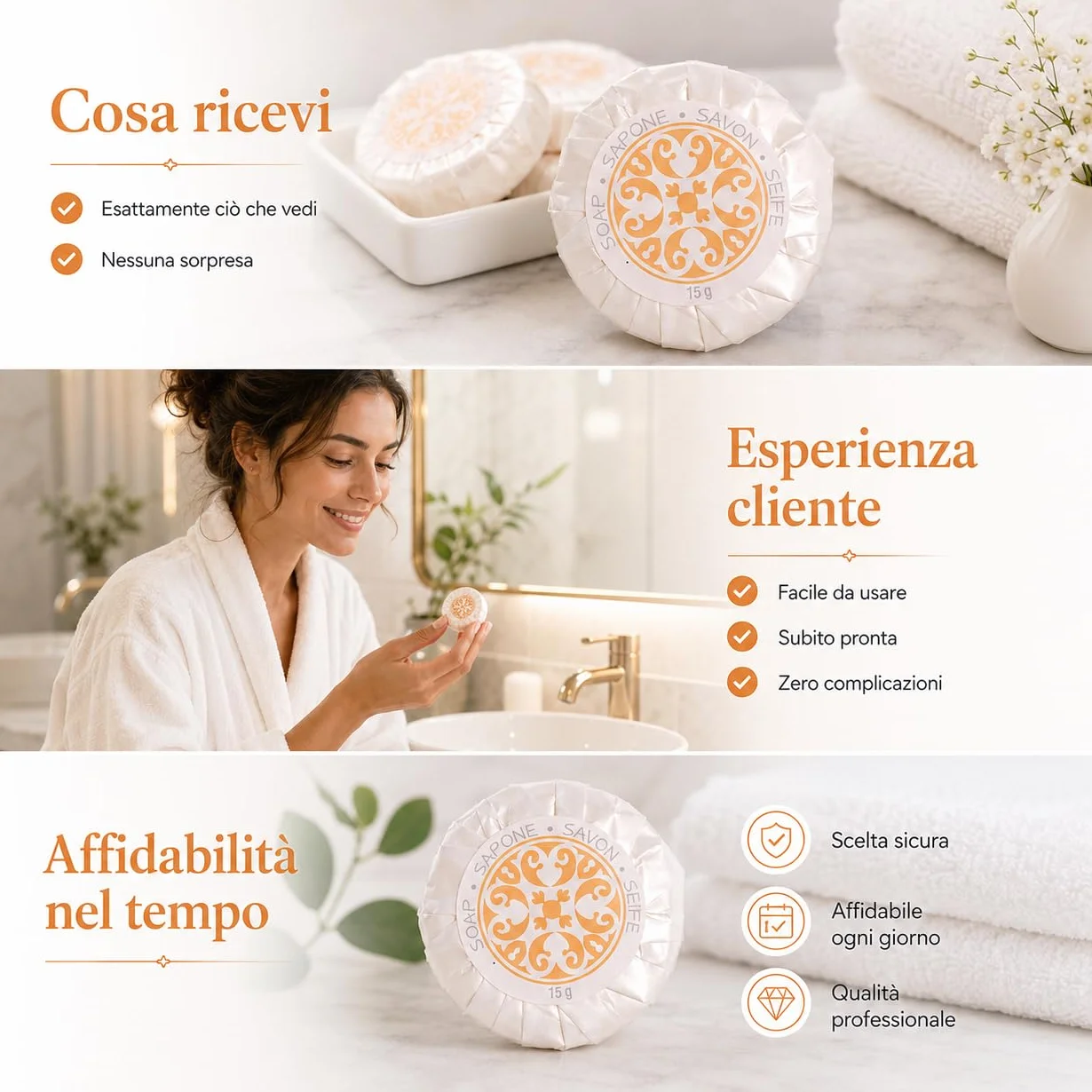 Saponette monouso hotel 15 gr linea cortesia per albergo B&B