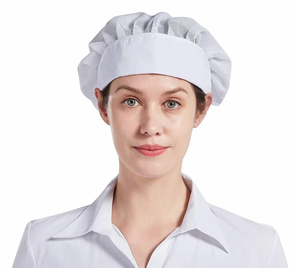 Cappello da Chef Nanxson 3 Pezzi Rete Elastica Antipolvere Lavoro Industriale Bianco