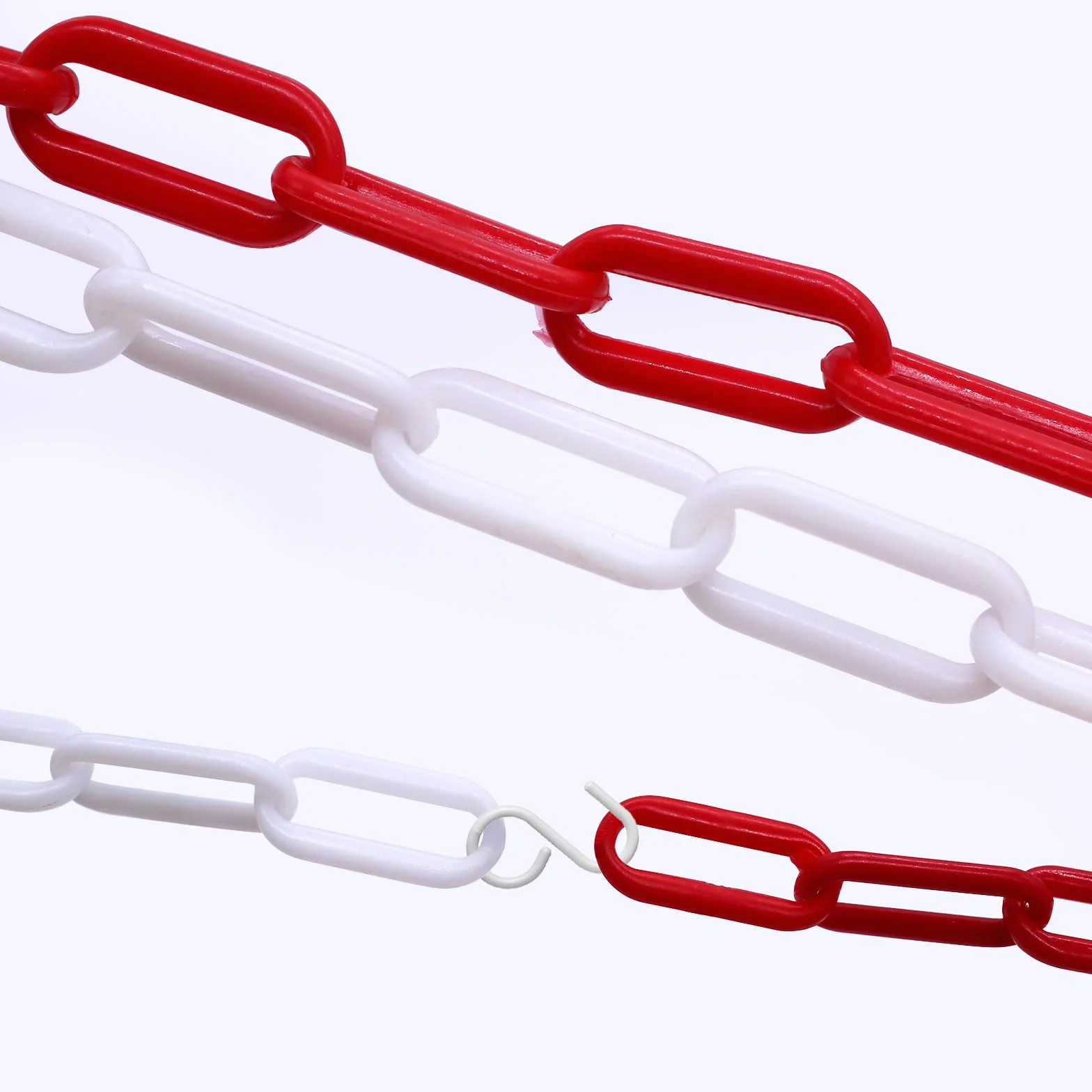 10 m Catena Plastica Rosso e Bianco, Spessore 6 mm, per Bloccare Superfici, Ben Visibile, Stabile e Maneggevole