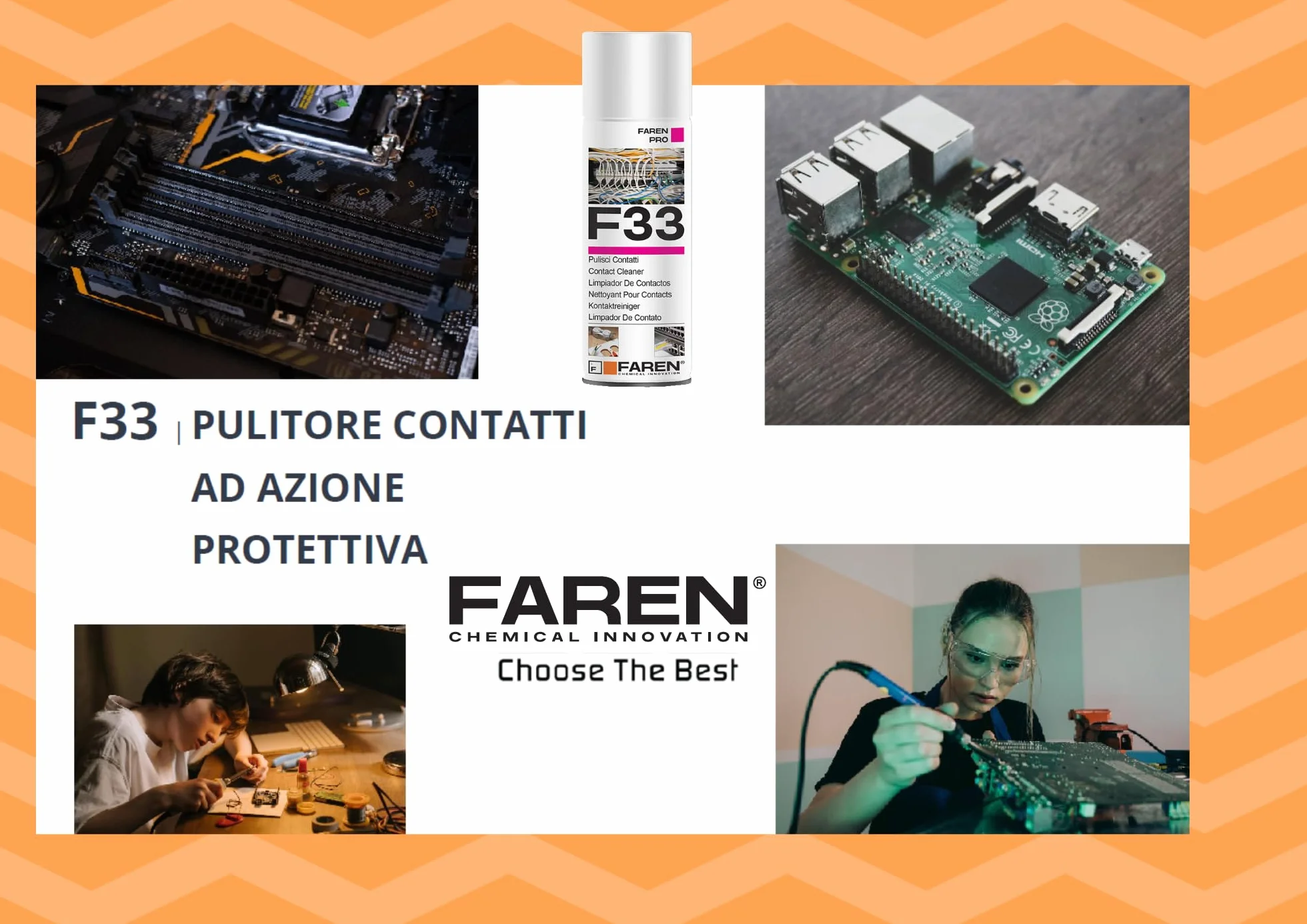 Faren F33 Pulitore Contatti, Spray Sgrassante ad Azione Protettiva Ideale per Motori Elettrici, Circuiti Stampati e tante Apparecchiature Elettroniche, ottimo per il Modellismo, 400ml (3 Pz)