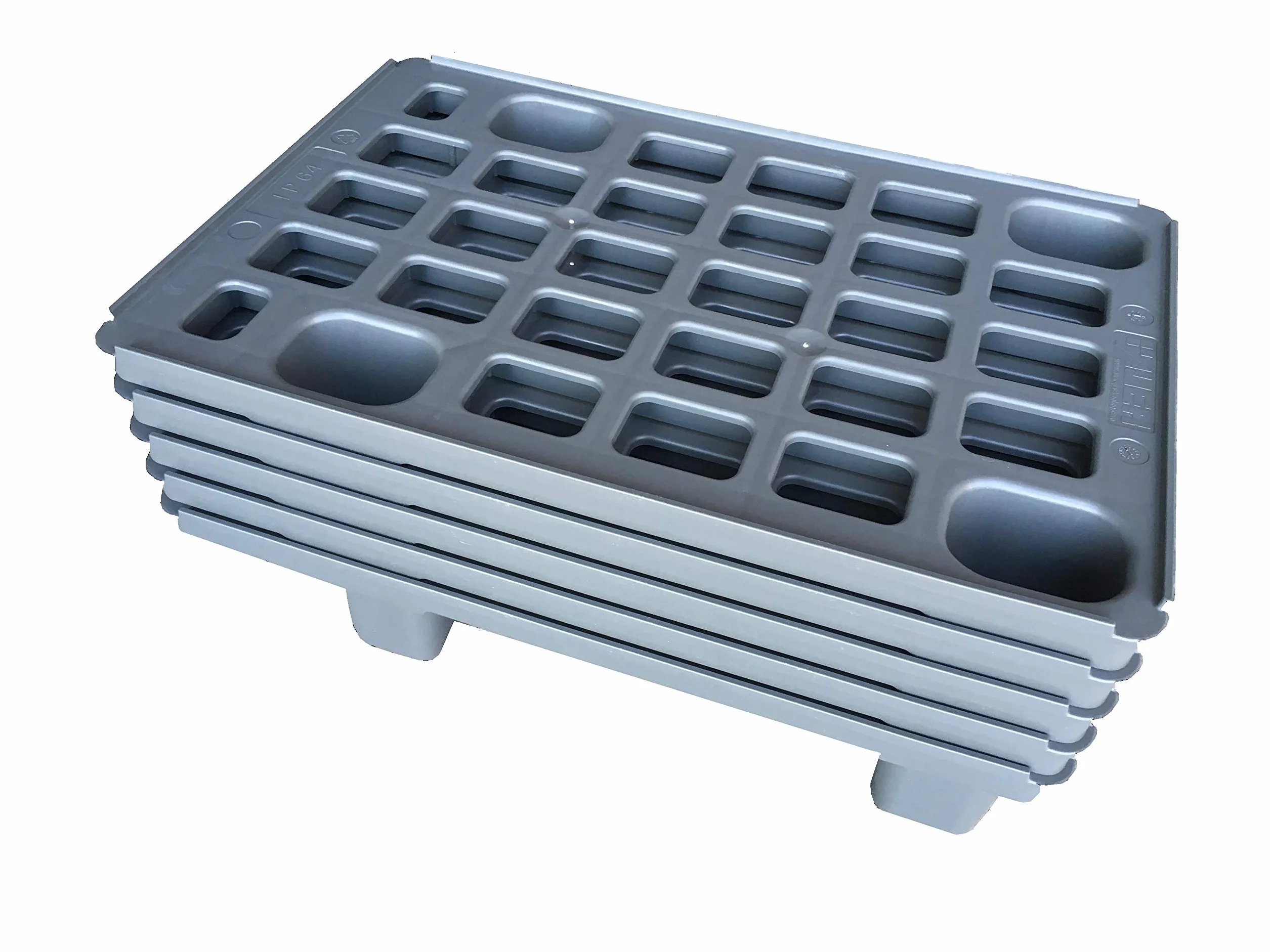5 pallet leggeri, 60 x 40 cm, in plastica, 1/4 della misura standard europea, con metro pieghevole incluso, set da 5 pezzi