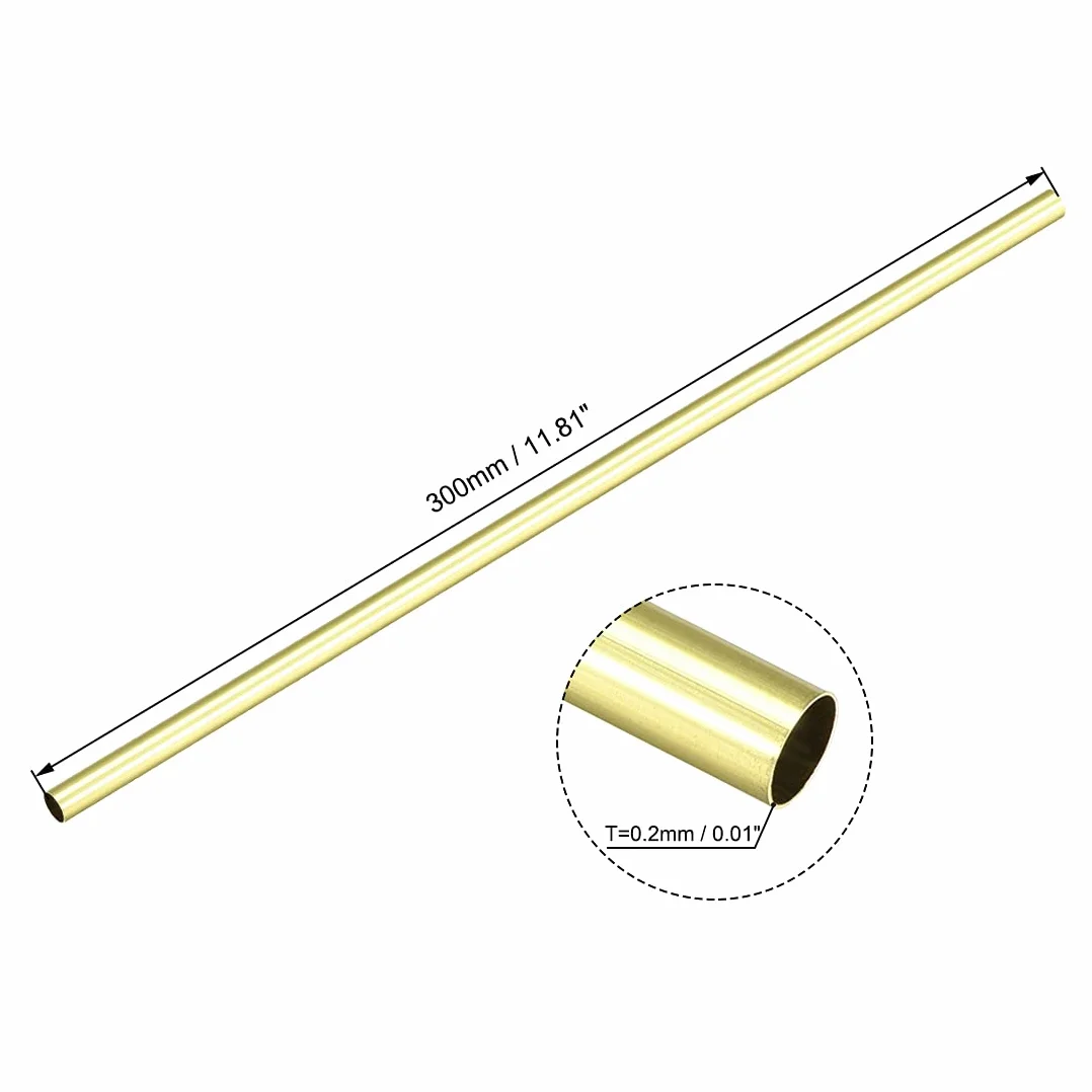PATIKIL Ottone Tubo 1mm-3.5mm DE x 0.2mm Parete 300mm Lunghezza 6pz Liscio Rotondo