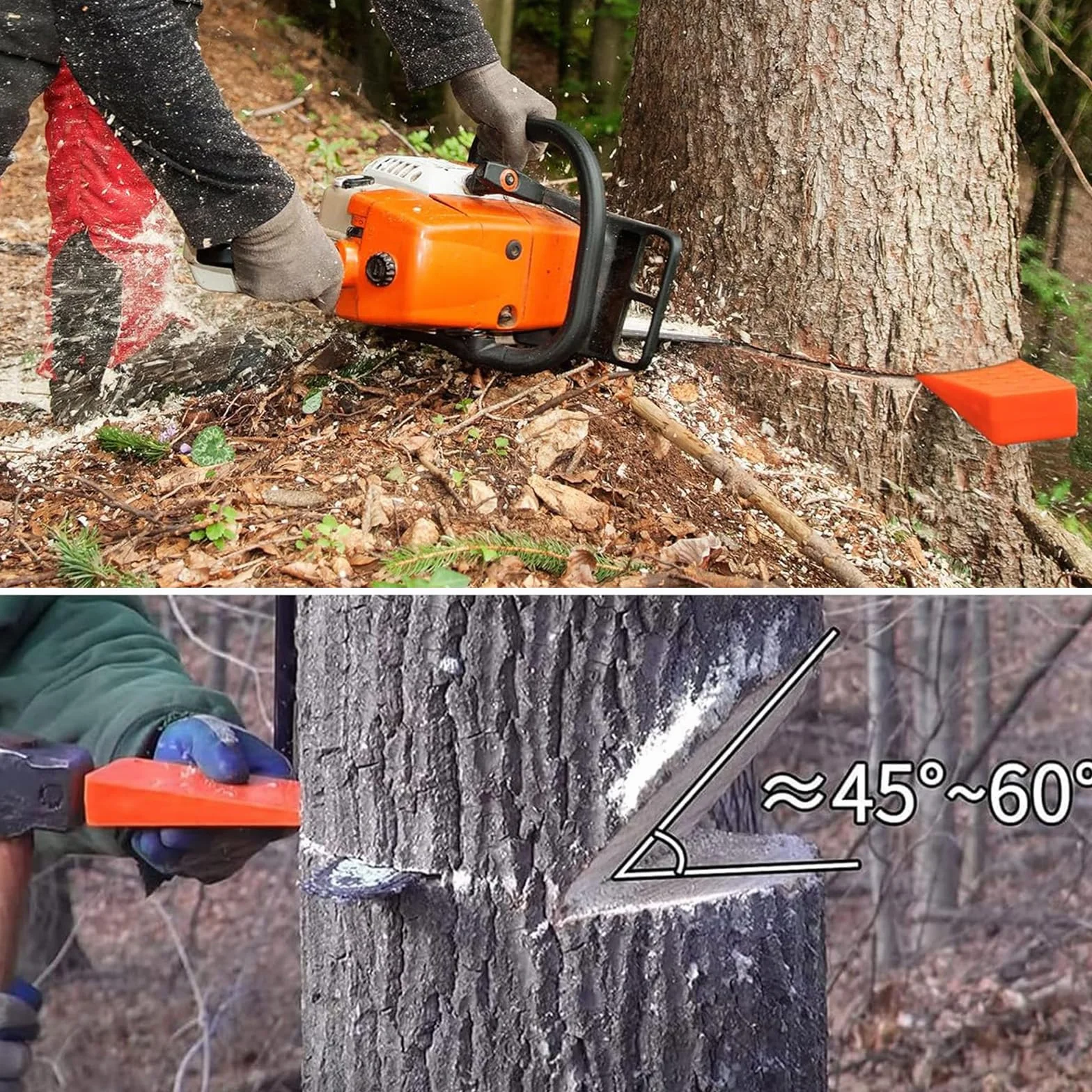 Cunei di Abbattimento per Motosega 6 Pezzi, ABS Cunei di Spacco per Legno con Sacchetto, Accessori Forestali (6 Pollici)