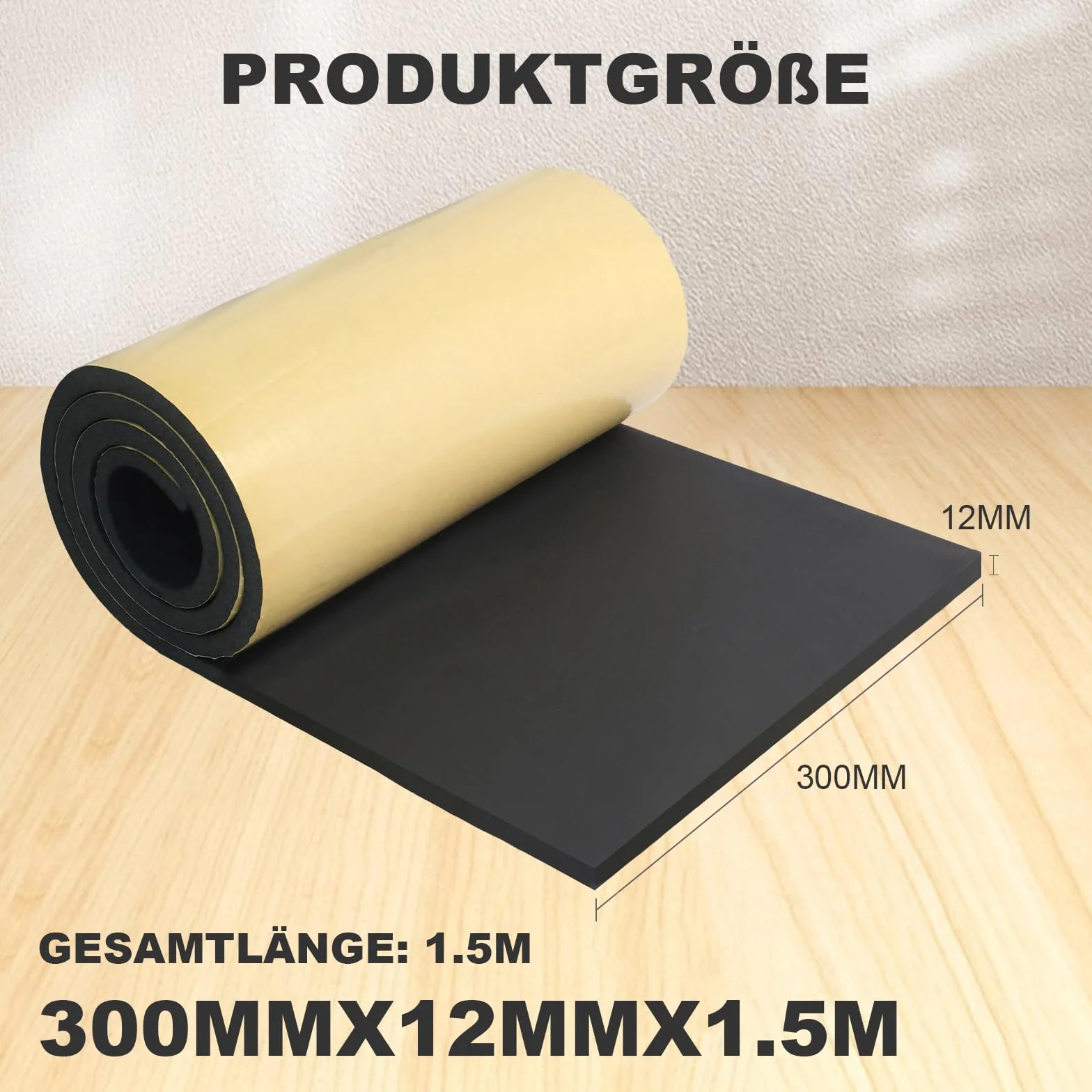 Neoprene foam sheet self-adhesive 300mm x 12mm x 1.5m roll soundproofing