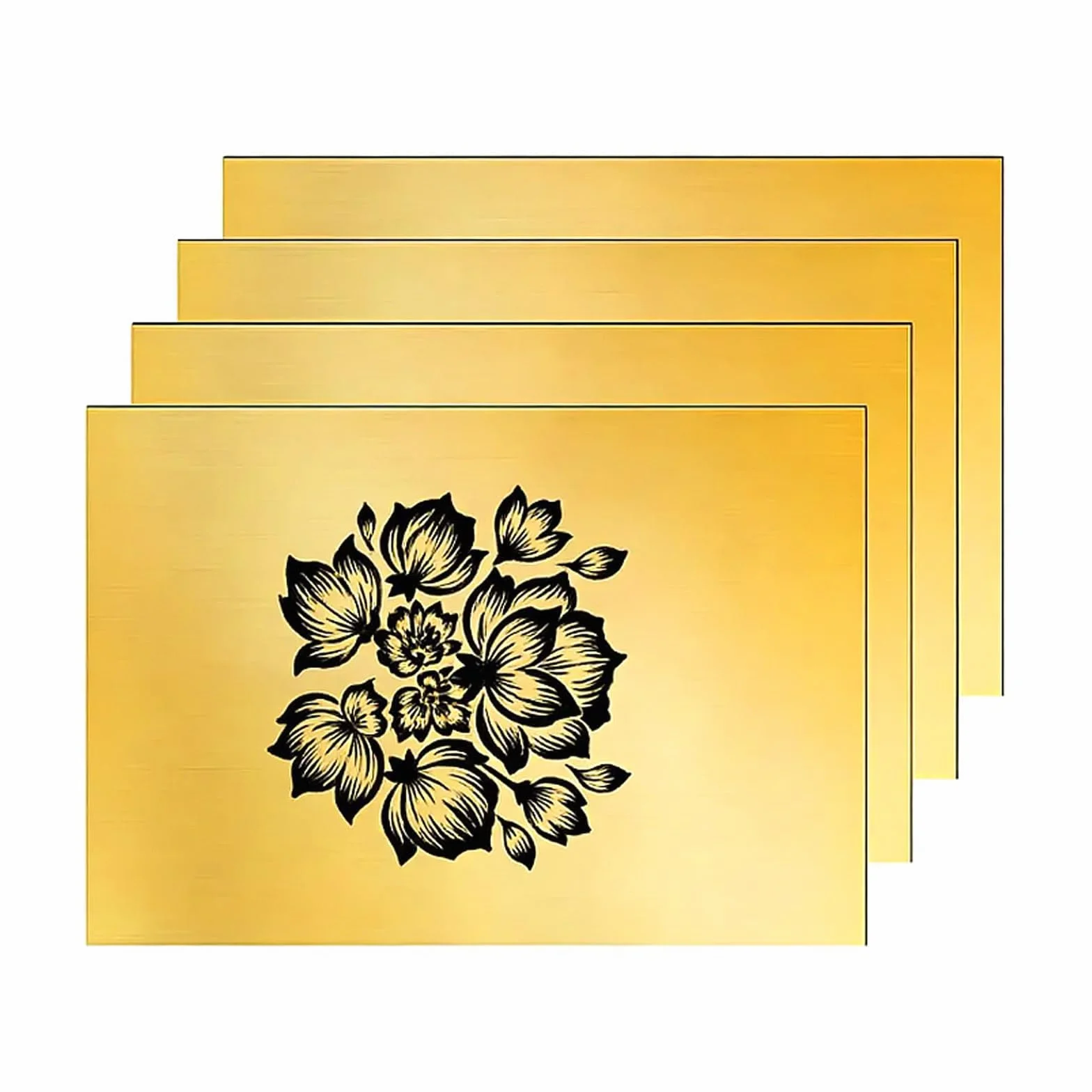 Targhetta per incisione laser, 30 x 20 cm, 4 pannelli in plastica ABS, piastra di plastica per incisione, piastra bianca incisa a laser, pannello dorato spazzolato con incisione nera, per fai da te
