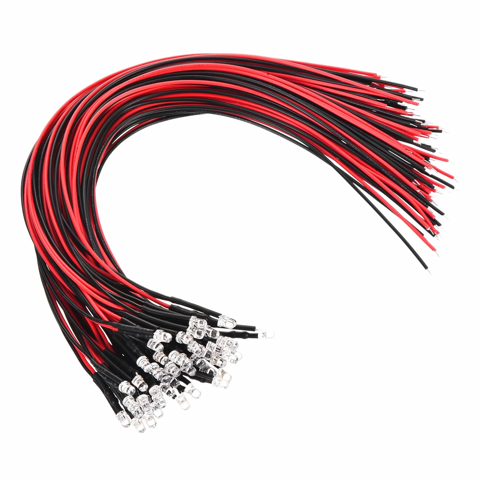 PATIKIL LED Diodo Luce 3mm 50 Pz 3-6V DC Mini Lampadine LED Pre Cablate Arancione