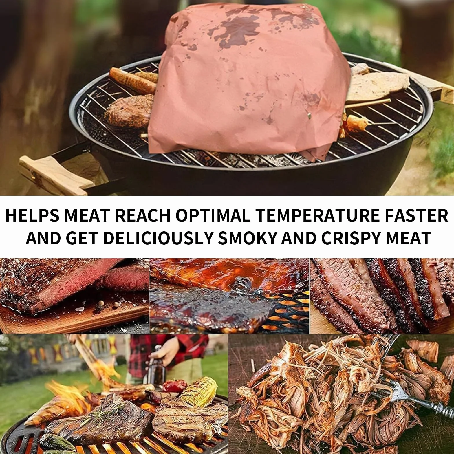 Carta da macellaio rosa in rotolo da 15 m, larghezza 42 cm. Carta kraft originale per BBQ, grill, affumicatore, carne e pesce.