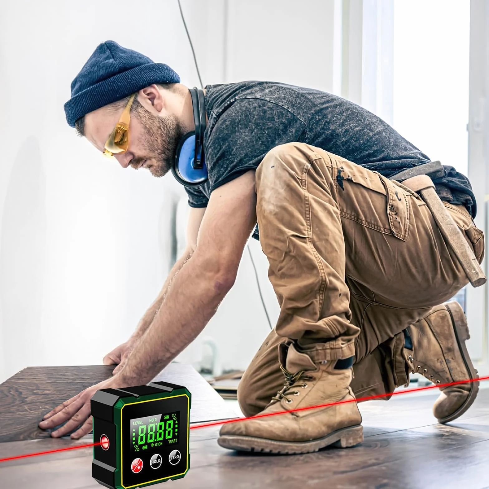 2 in 1 Digital Angle Finder Magnetico Laser Elettronico Misuratore di Angolo Magnetico Ricaricabile 4 Lati Inclinometro Trasportatore Retroilluminato LCD