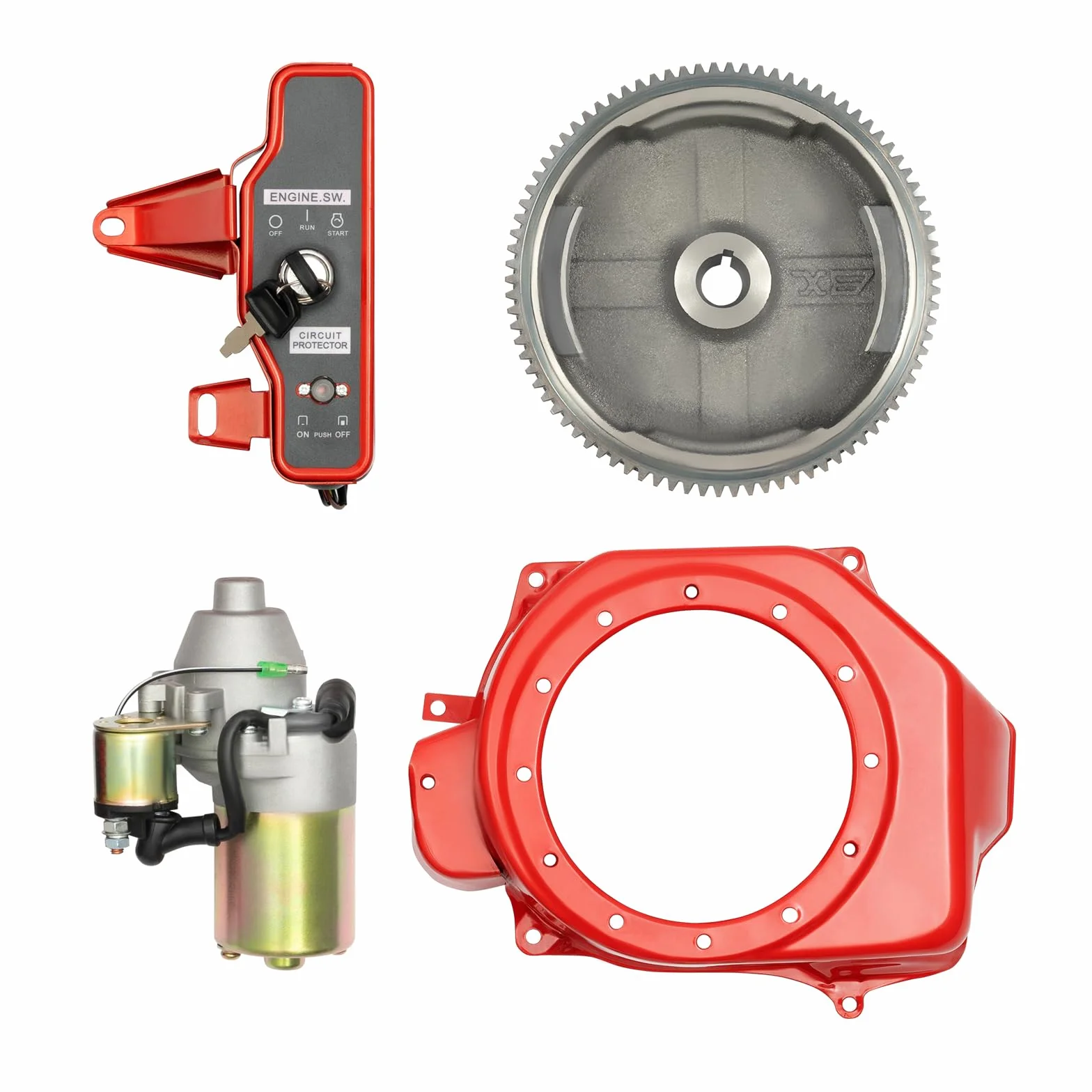 12 V GX160 GX200, volano avviamento elettrico, 17 cm, diametro volano, avviatore elettrico, 17 x 11 cm, avviatore elettrico con 1 avviatore con valvola a solenoide 1 volano con corona dentata, 1