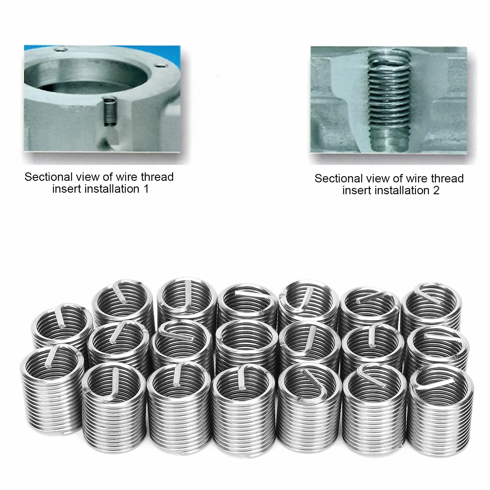 Inserti Filettati M12x1.5 Acciaio Inossidabile 304 Kit Riparazione Filetti 20 Pezzi