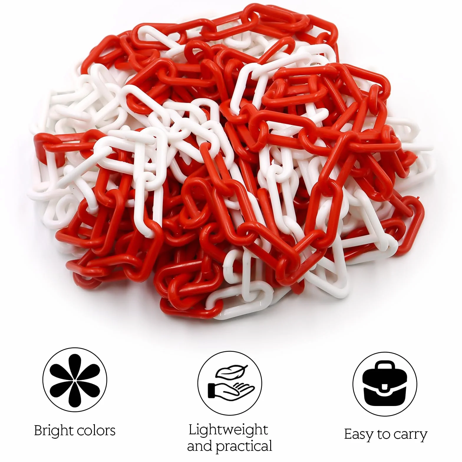 Catena di bloccaggio, in plastica, 10 m x 8 mm, leggera e pratica, con 4 ganci a S, catena in plastica per bloccare le superfici