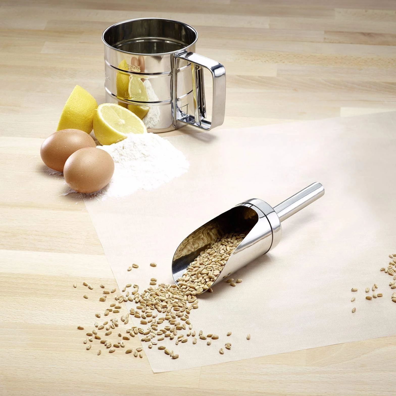 Westmark Paletta per pesare/riempire, Capacità: 120 ml (ca. 105 g di farina), Rotondo, Acciaio inox, Argento, 91122270