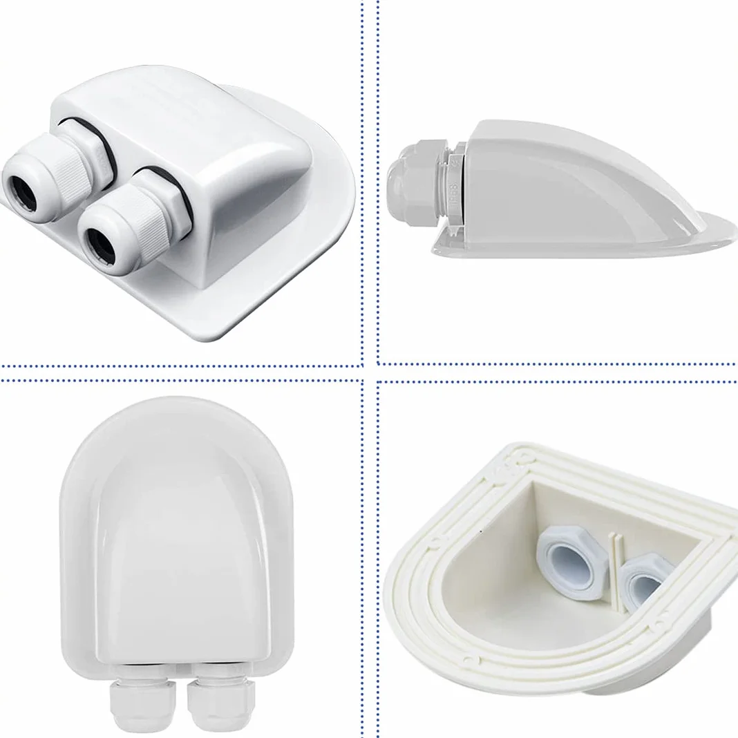 Passacavi Solare Doppio Ingresso Impermeabile Supporto Plastica Fotovoltaica Curva Cavo ABS Pannelli Solari Camper Roulotte Barca