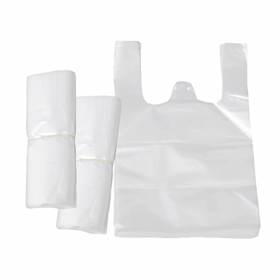 200 pz Sacchetti Trasparenti in Plastica con Manici Gilet Stile Sacchetti Buste per Spesa Nuovi Materiali riutilizzabile - 30 * 45cm