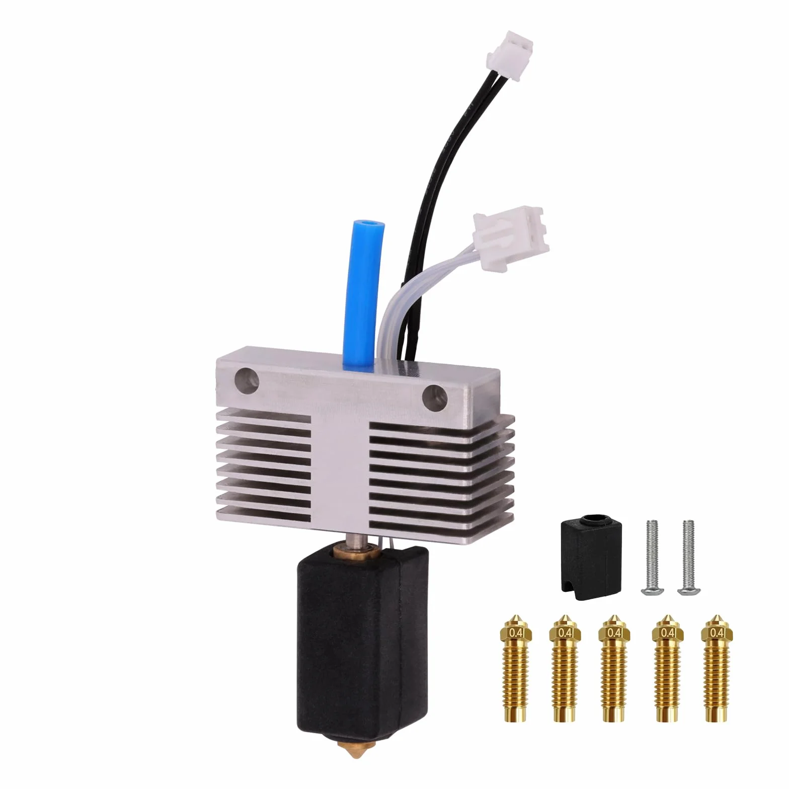 Kit Hotend per Elegoo Neptune 4 Plus, Neptune 4 Max, estrusore 3D Printer Print Head Extruder Hot End Kit Heating Block Kit con 5 pezzi extra 0,4 mm in ottone e 1 cover in silicone