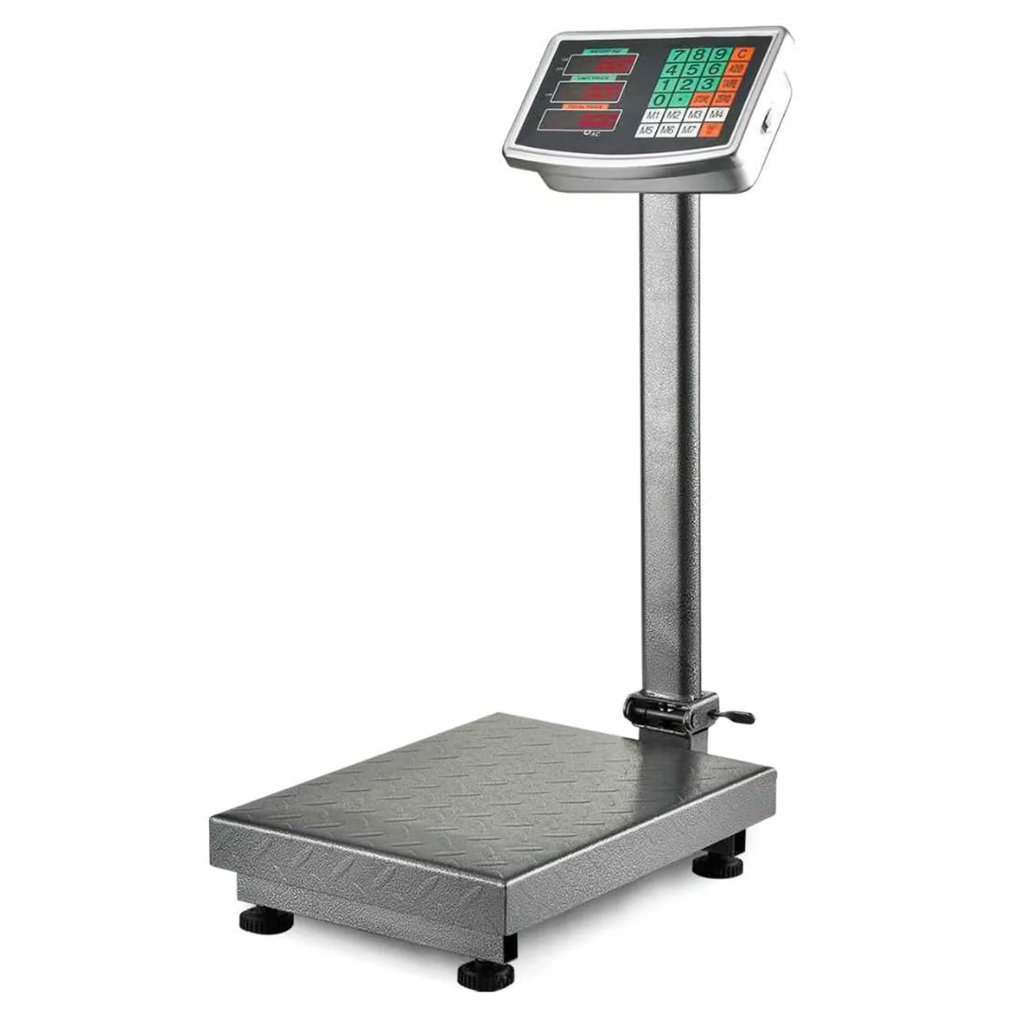 Bilancia Industriale Digitale 300 Kg Display LCD Retroilluminato Asta Pieghevole Piattaforma Acciaio