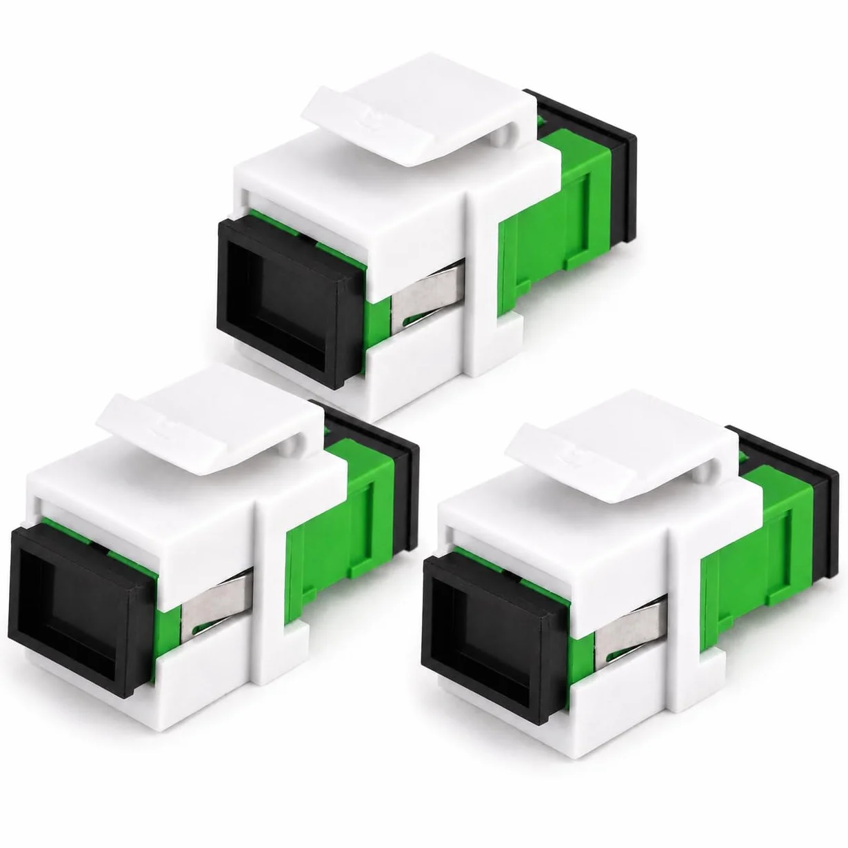3 connettori Keystone fibra ottica OS1 OS2 APC SC-Simplex femmina monomodale verde