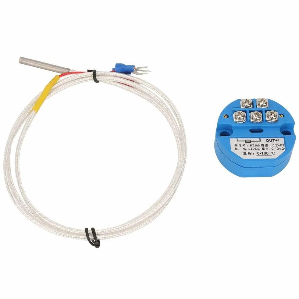 PT100 Trasmettitore Temperatura DC24V Sensore 1M Alta Precisione Uscita 0-10V per Controllo Processo Industriale