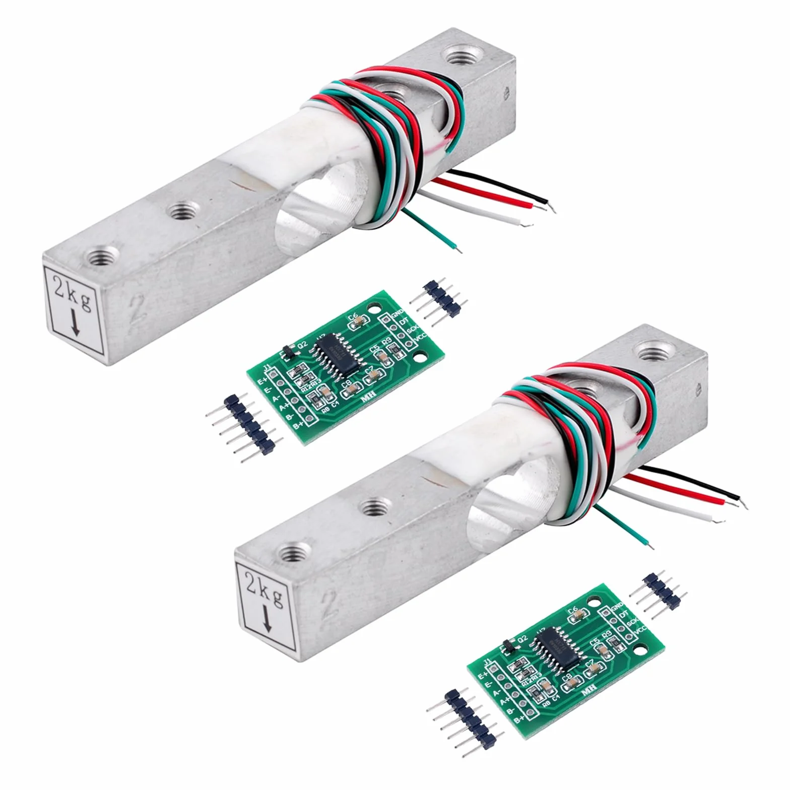 2 kg Digital Load Cell Weight Sensor+HX711 AD Weighing Sensor Module High Precision for Arduino DIY Electronic Portable Kitchen Scale(2 set)
